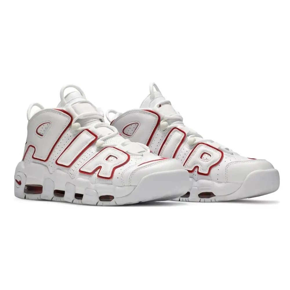 Nike Air More UpTempo White Varsity Red Outline