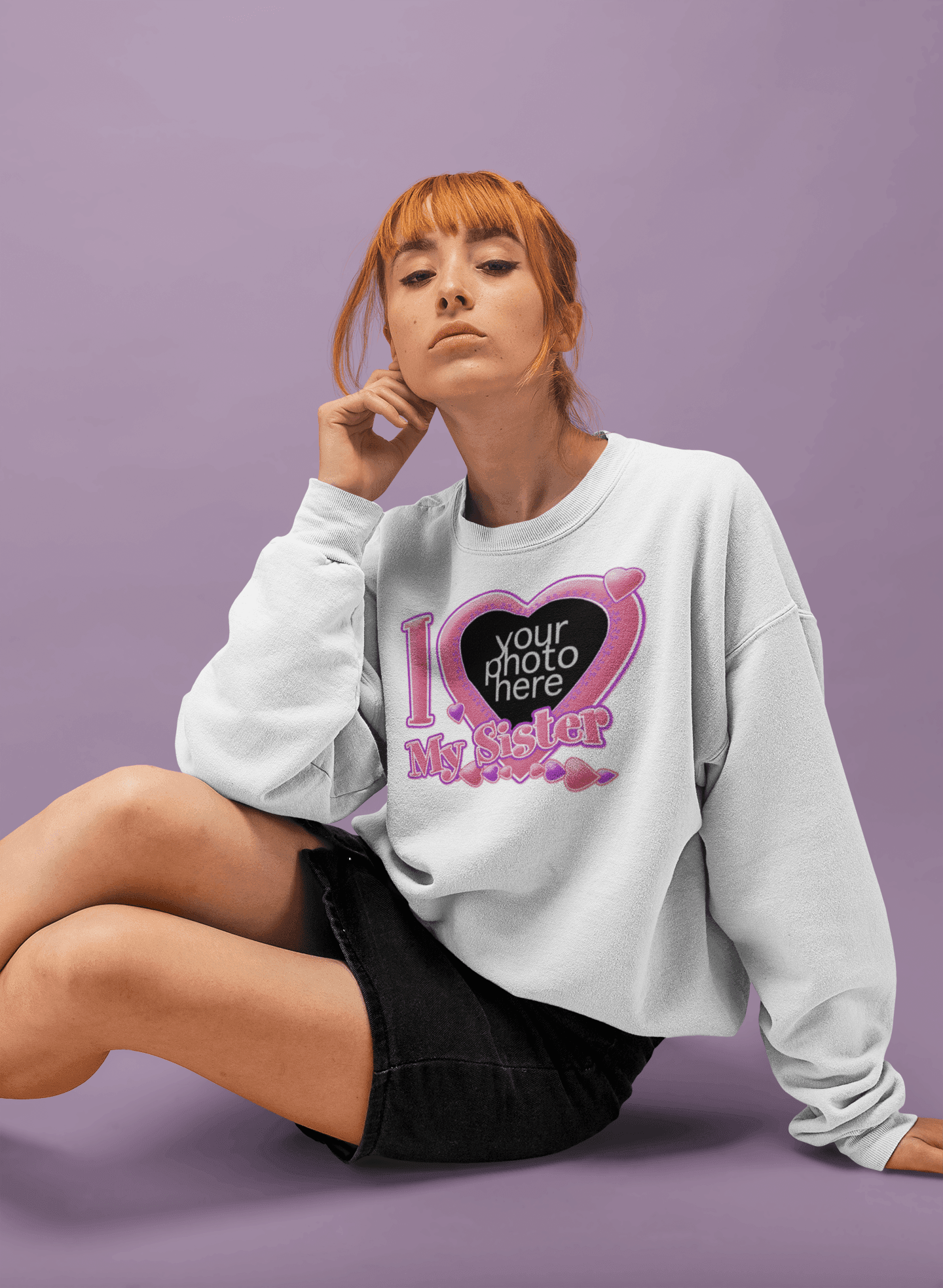 Kişiye Özel I Love My Sister Baskılı Sweatshirt