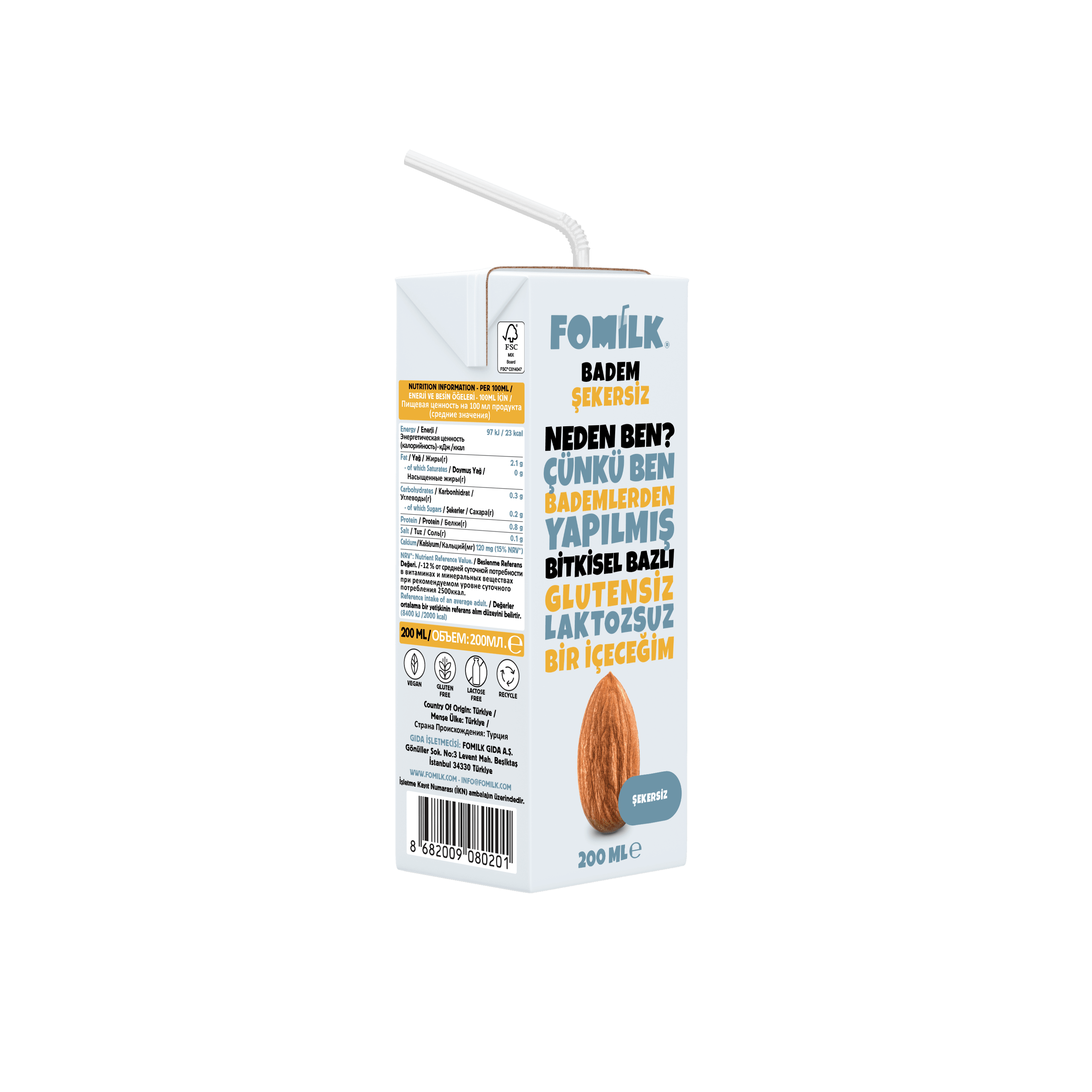 BADEM ŞEKERSİZ 200 ML