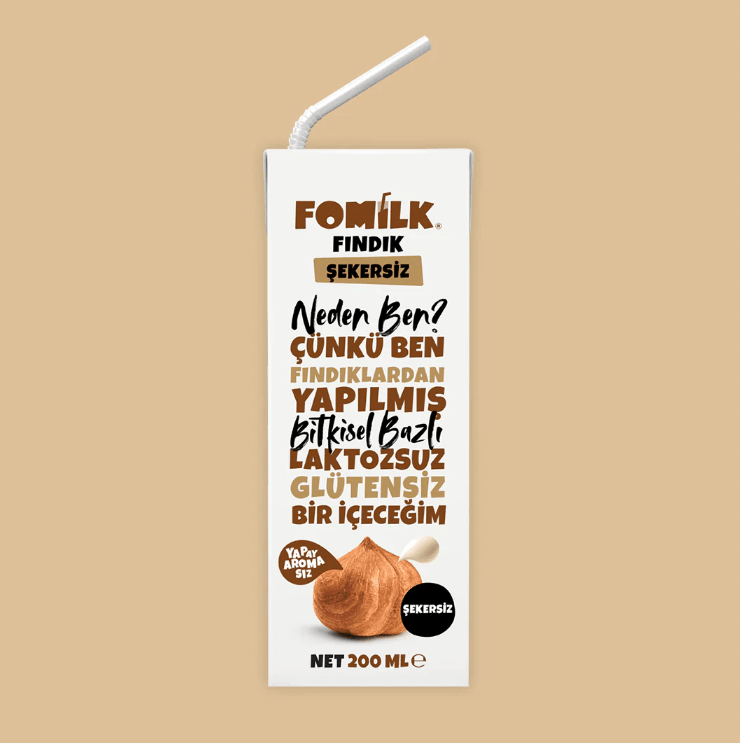 FOMİLK BİTKİSEL BAZLI ŞEKERSİZ FINDIK İÇECEĞİ 200 ML