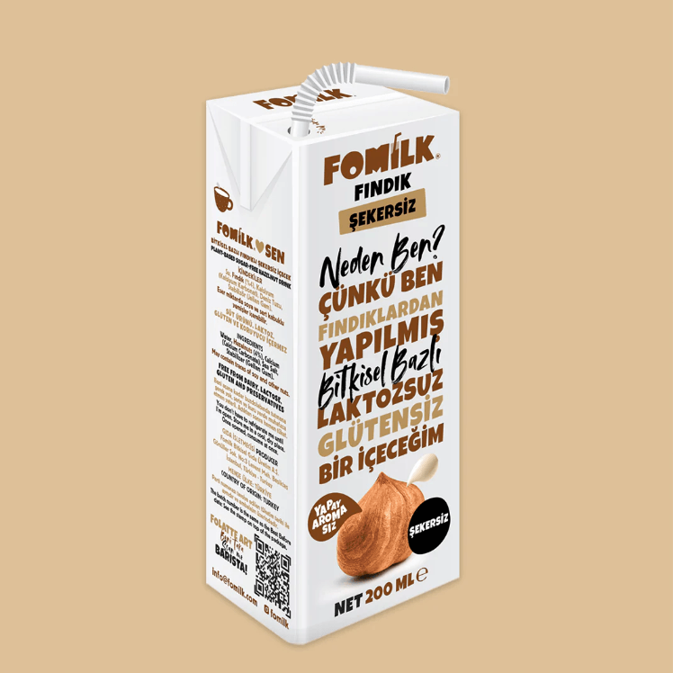 FOMİLK BİTKİSEL BAZLI ŞEKERSİZ FINDIK İÇECEĞİ 200 ML