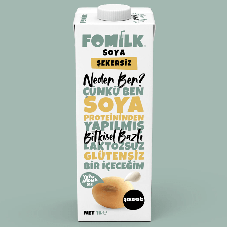 FOMİLK BİTKİSEL BAZLI ŞEKERSİZ SOYA İÇECEĞİ 1L