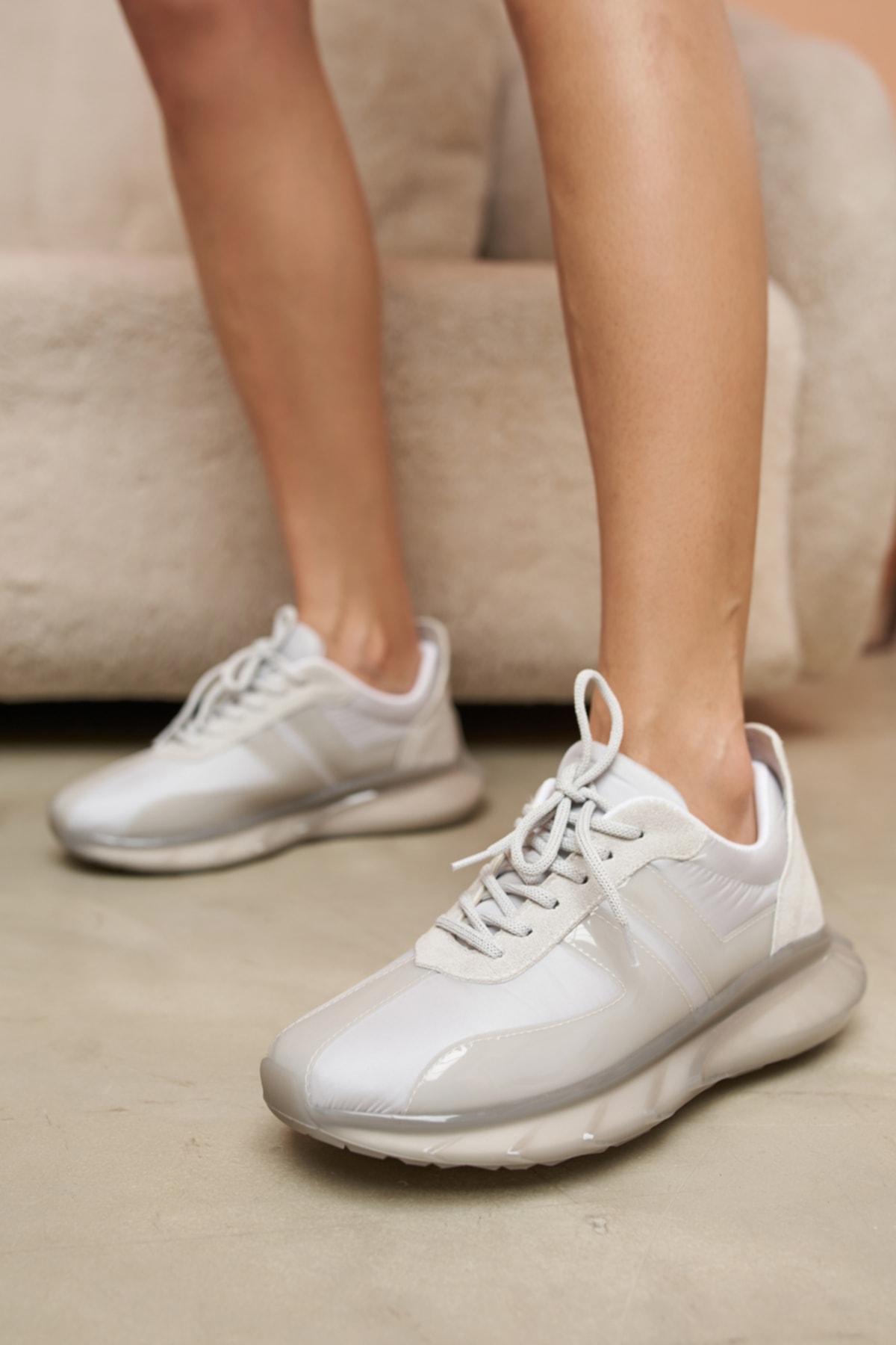 Fabiana Kadın Gri Parasut Gri Seffaf Detay Airtaban Sneakers
