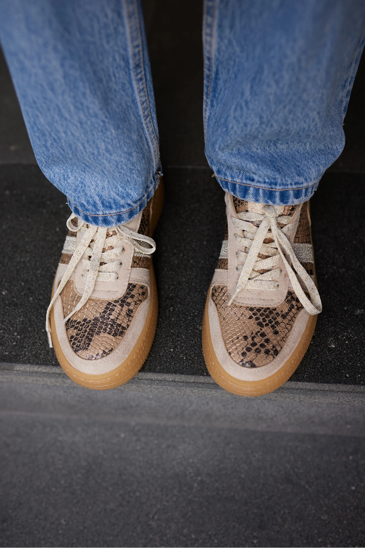 POLLO KADIN BEJ YILAN BAGCIKLI SNEAKER