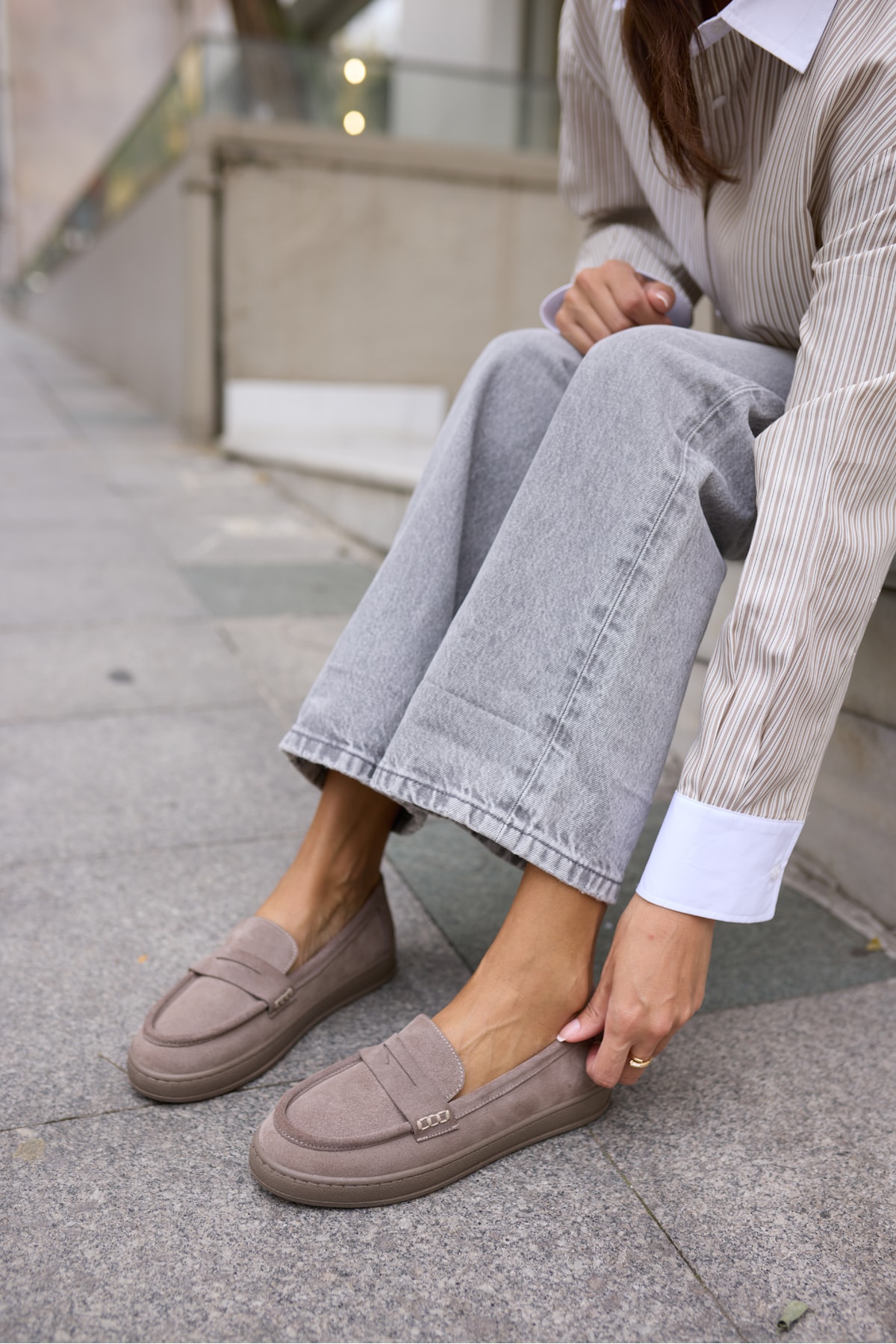 CRAFT KADIN VİZON GERCEK SUET LOAFER AYAKKABİ