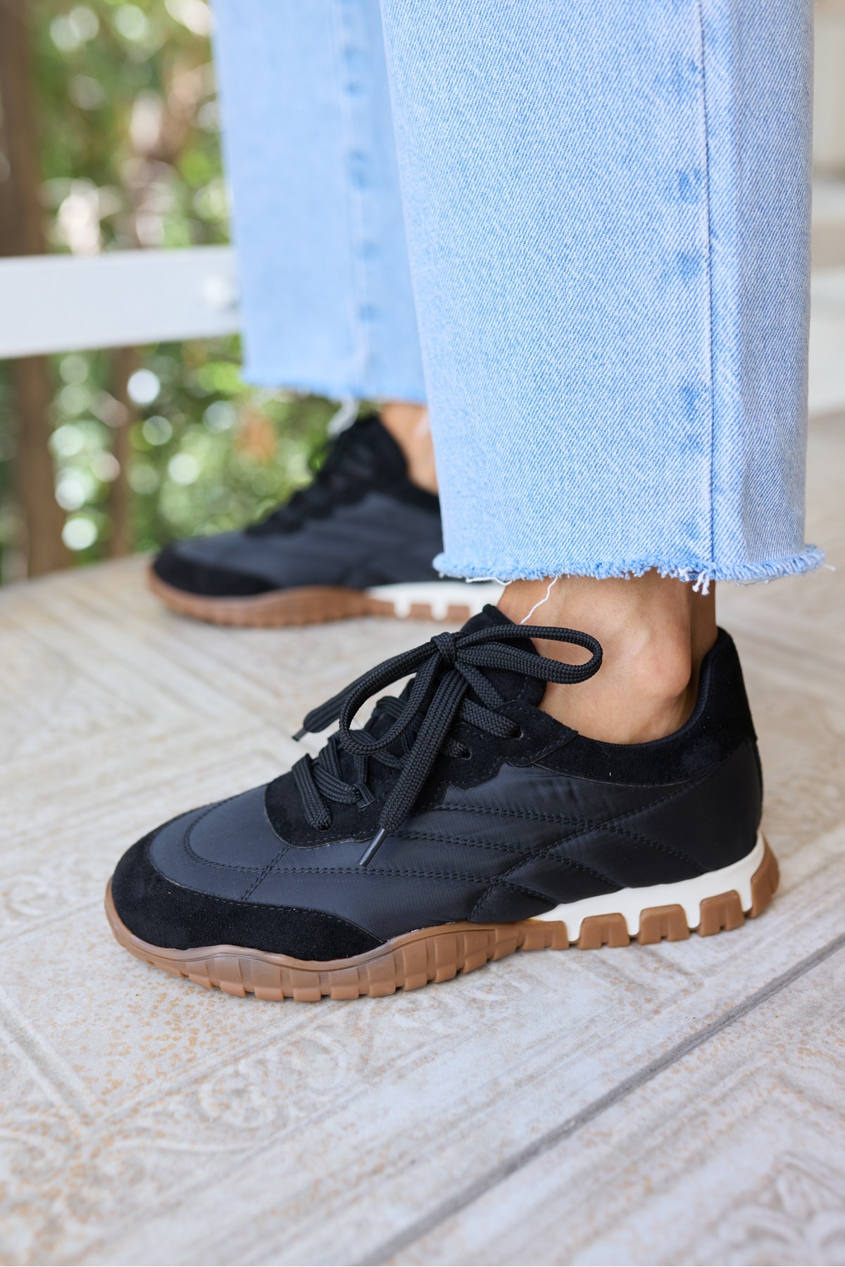 PASSA KADIN SİYAH PARASUT KUMAS DETAY SNEAKER