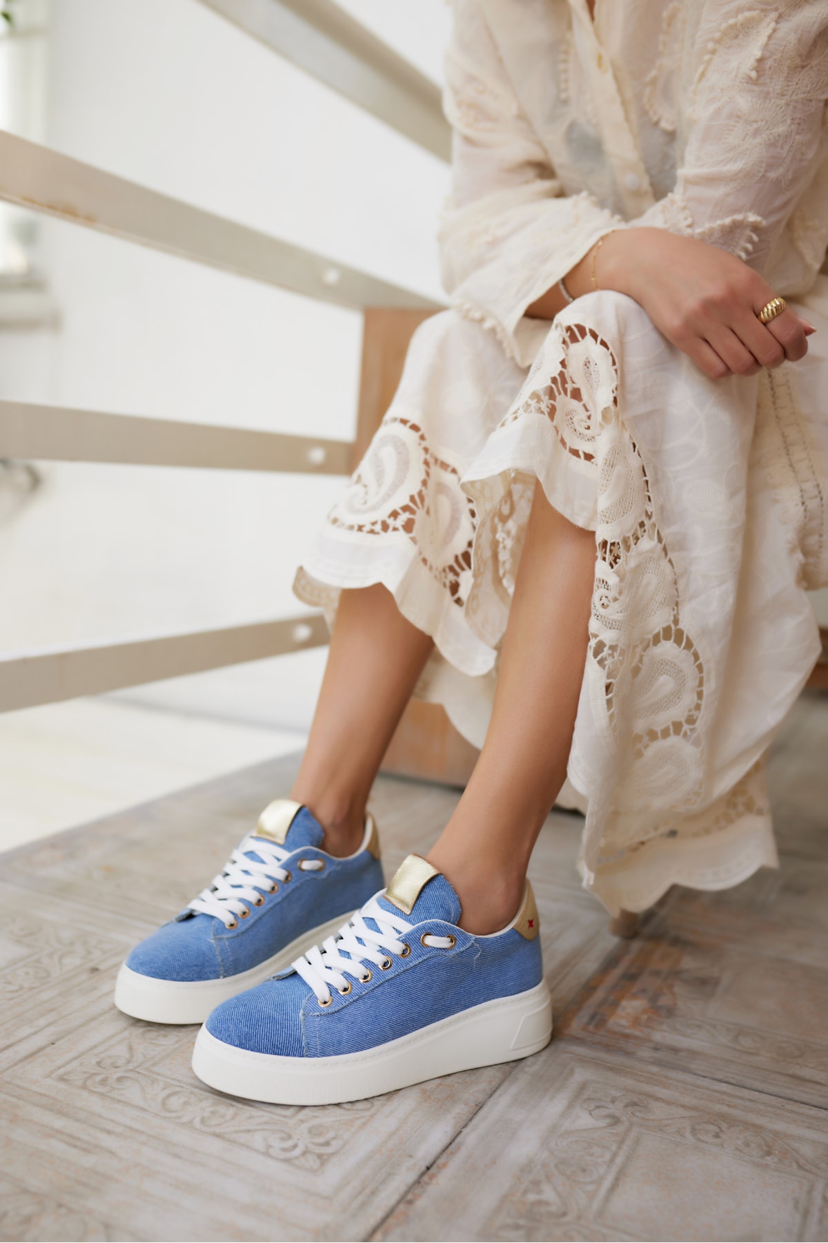 BİLİNG KADIN KOT MAVİ BAGCIKLI SNEAKER
