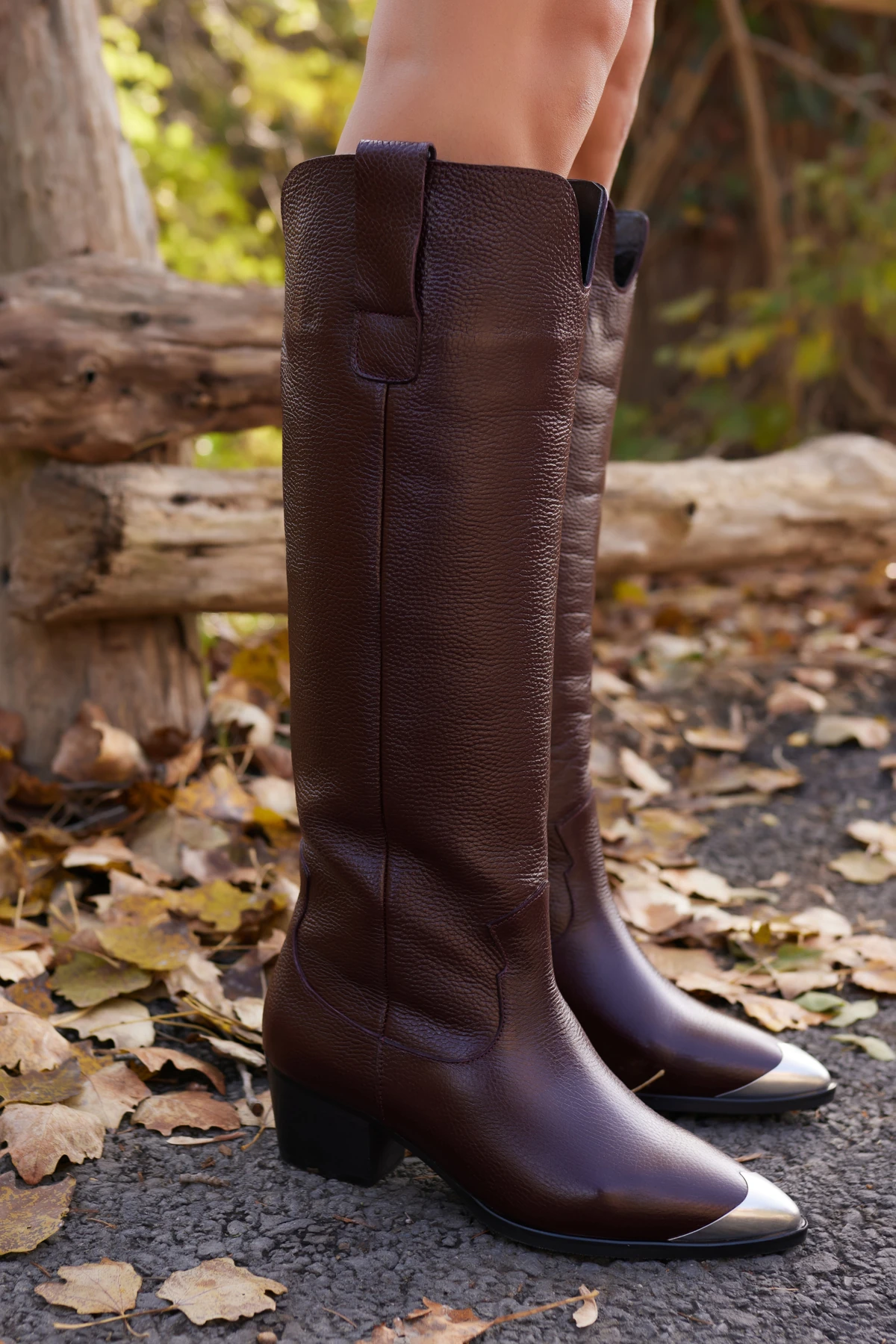 SMASH KADIN BORDO GERCEK DERİ WESTERN ÇİZME - bordo