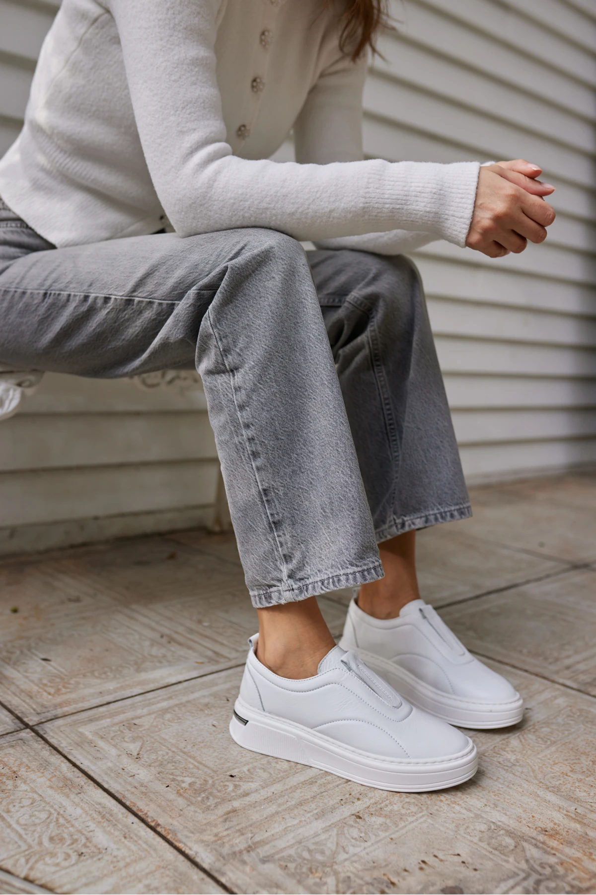 SARR KADIN BEJ GERCEK DERİ LASTIK DETAY CASUAL AYAKKABİ