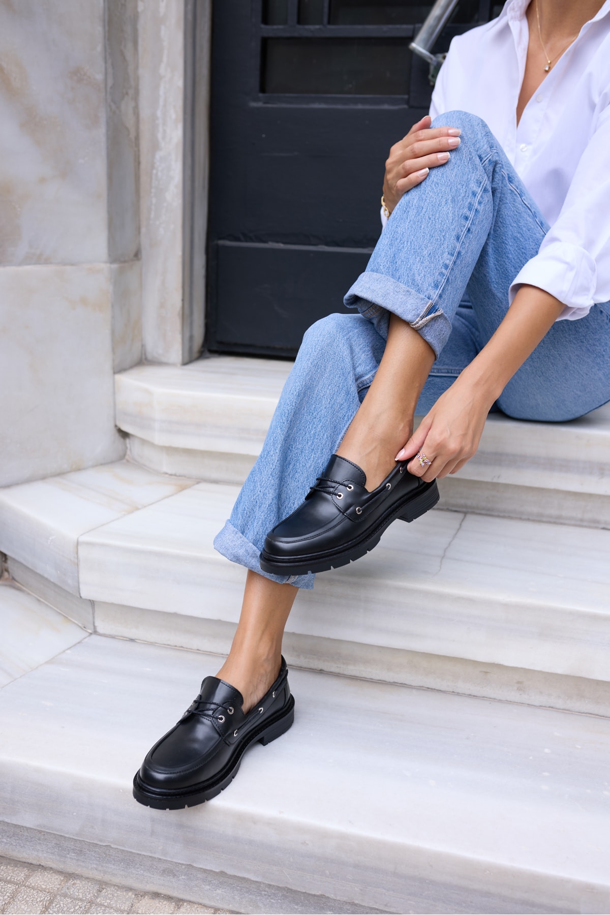 ROBİN KADİN SİYAH CİLT BAGCIKLI LOAFER AYAKKABİ