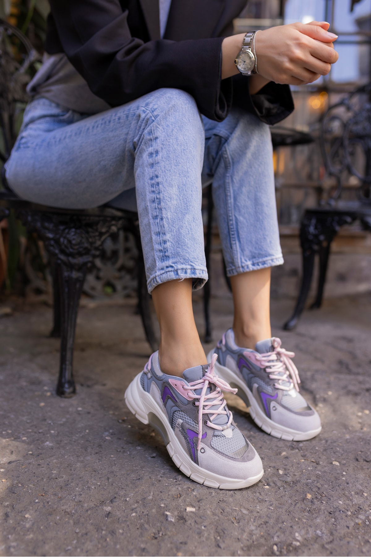 DESİRE KADİN GRİ LİLA GEÇİŞLİ SNEAKER