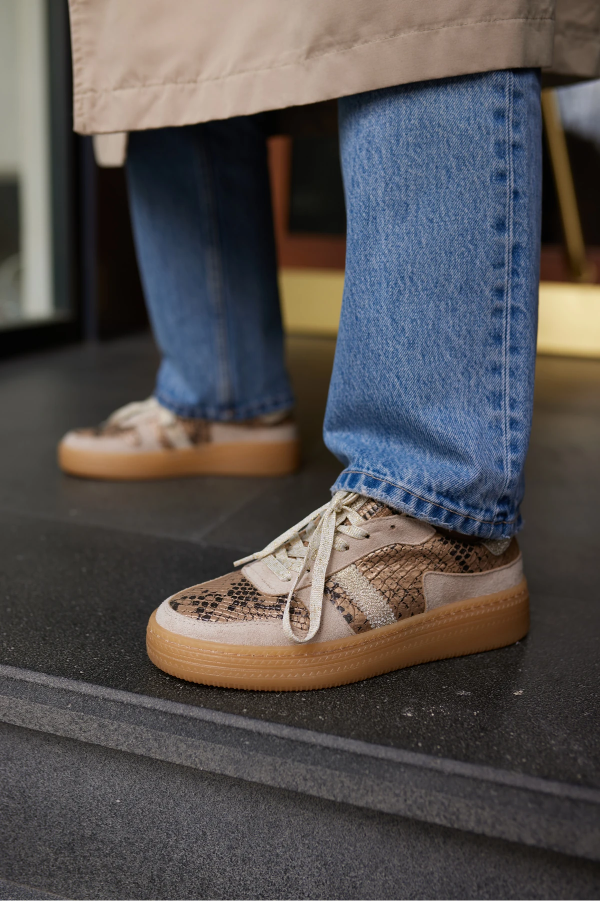 POLLO KADIN BEJ YILAN BAGCIKLI SNEAKER