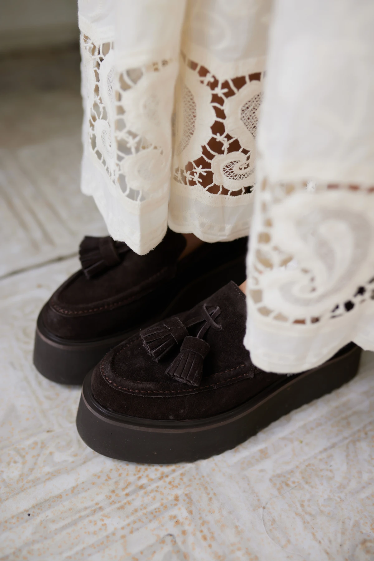 AJAX KADIN DESERT TABA PUSKULLU GERCEK DERİ SUET LOAFER AYAKKABİ