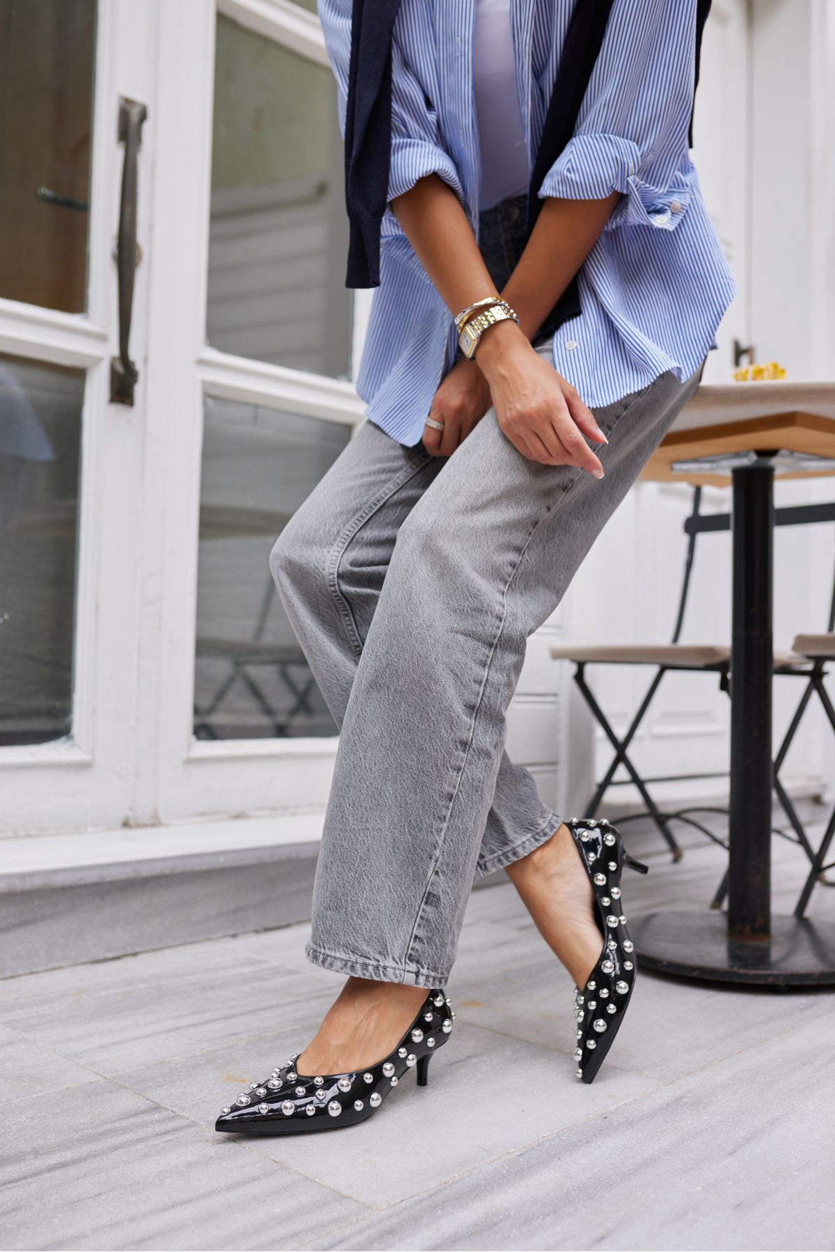 CAMBİ KADIN SİYAH TROK DETAY STILETTO