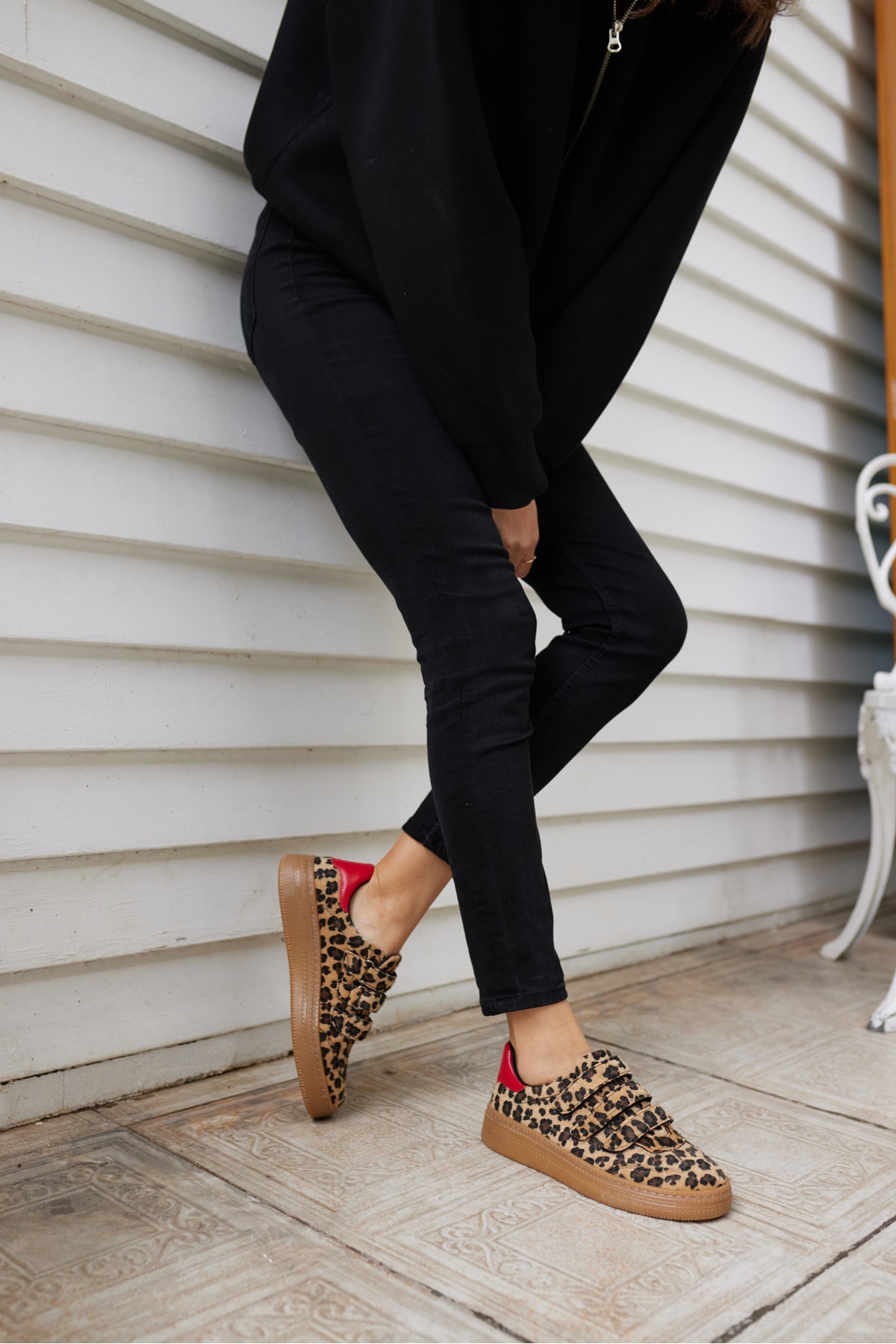 CELSO KADIN LEOPAR CIRTLI KIRMIZI DETAY SNEAKER