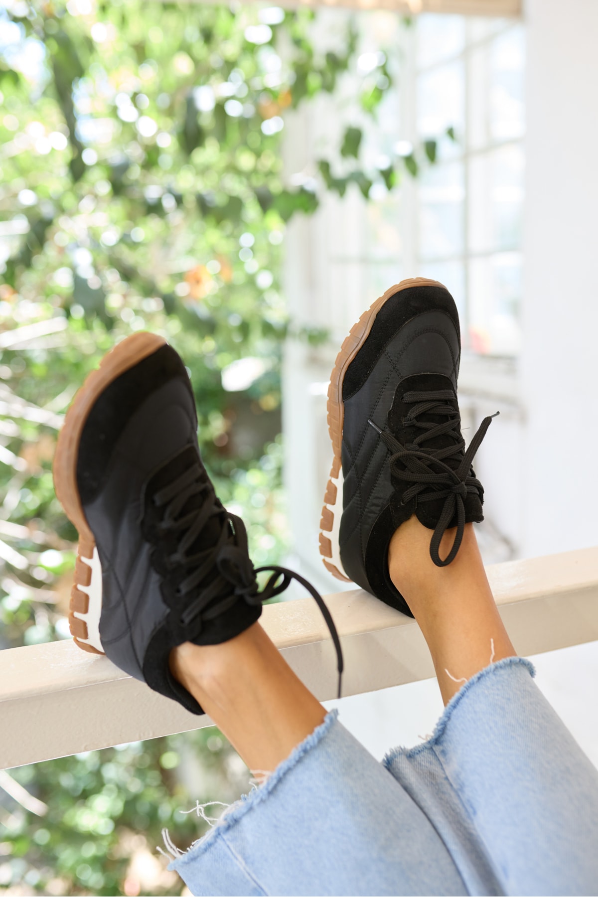 PASSA KADIN SİYAH PARASUT KUMAS DETAY SNEAKER