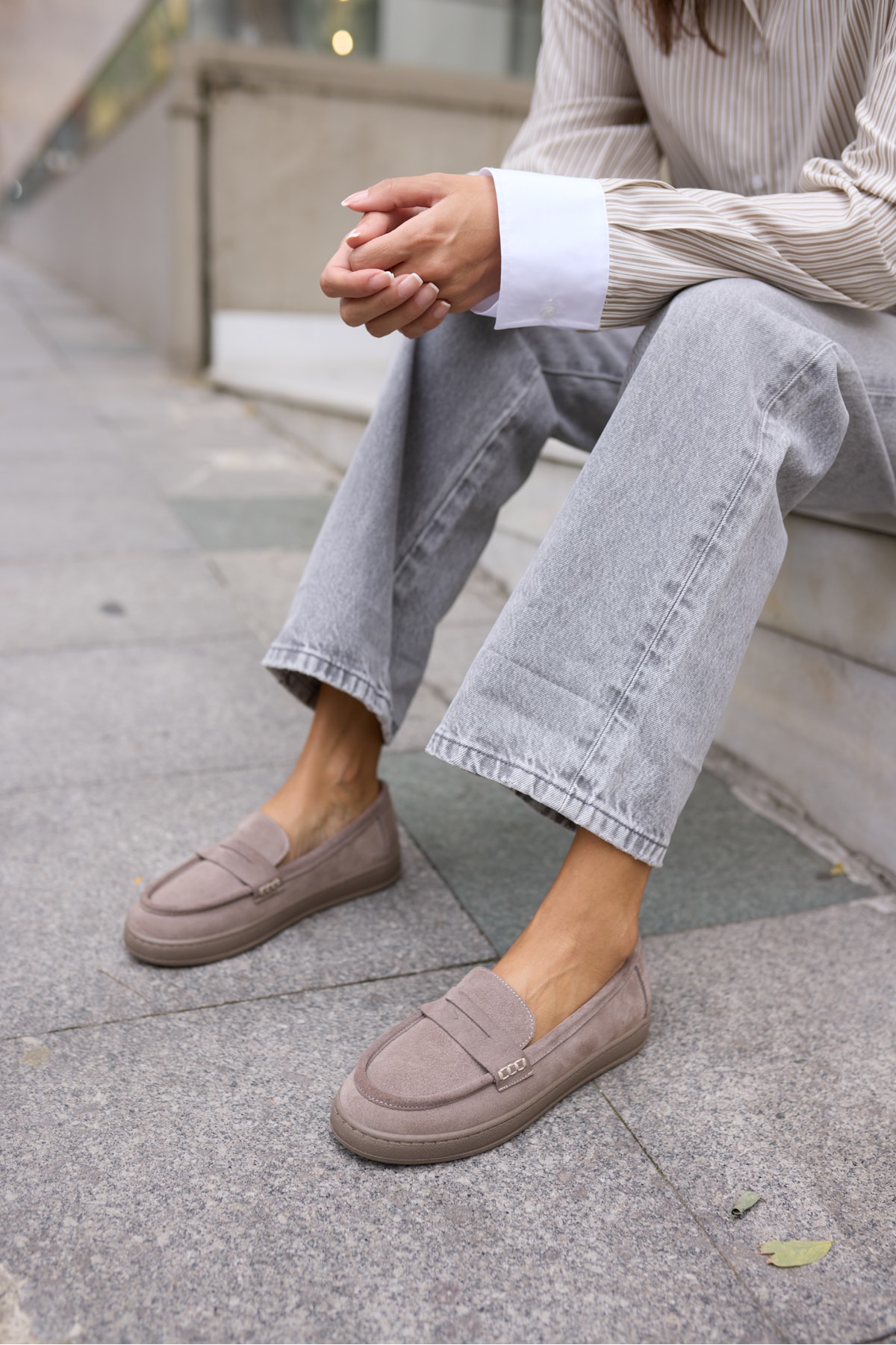 CRAFT KADIN VİZON GERCEK SUET LOAFER AYAKKABİ