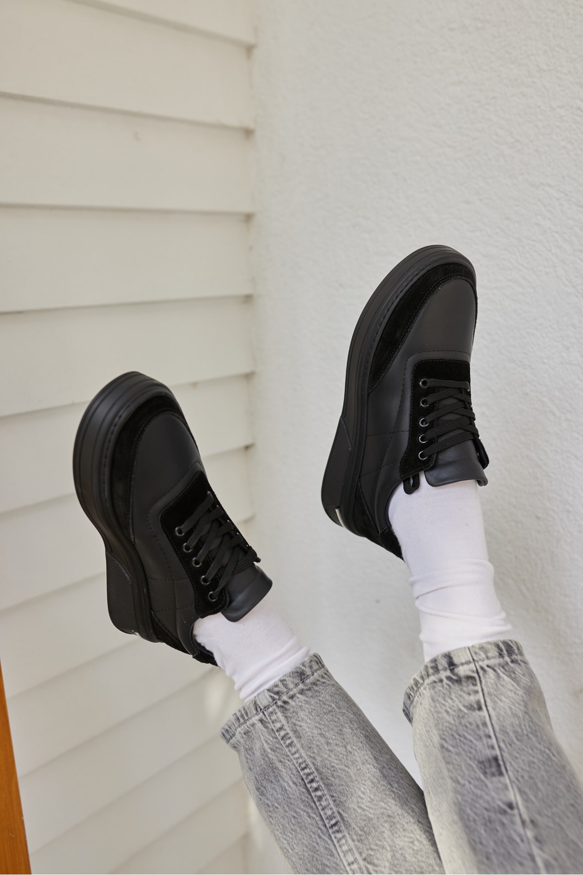 OKİTA KADIN BEYAZ BAGCIKLI GERCEK DERİ SNEAKER