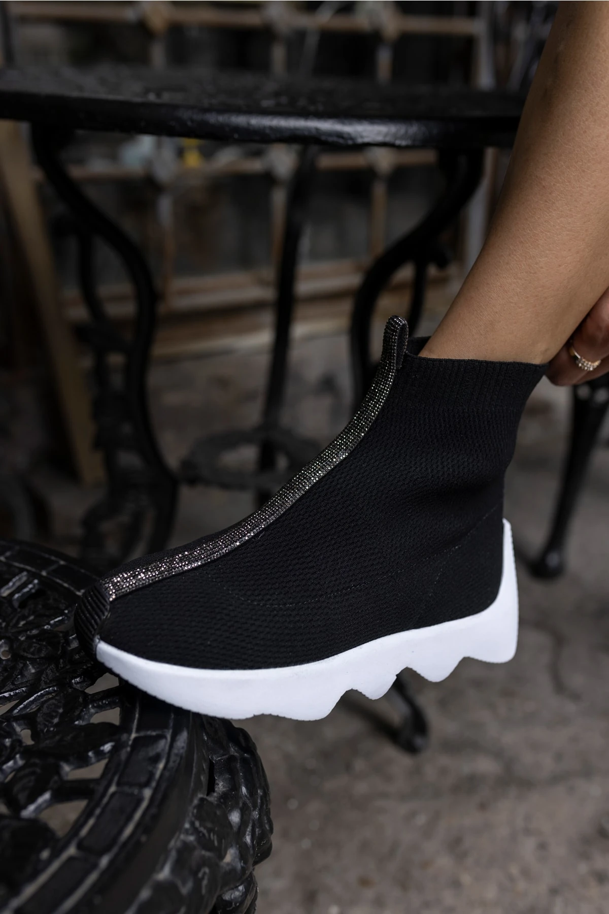 Tuay Kadın Bej Taşli Trıko Sneaker