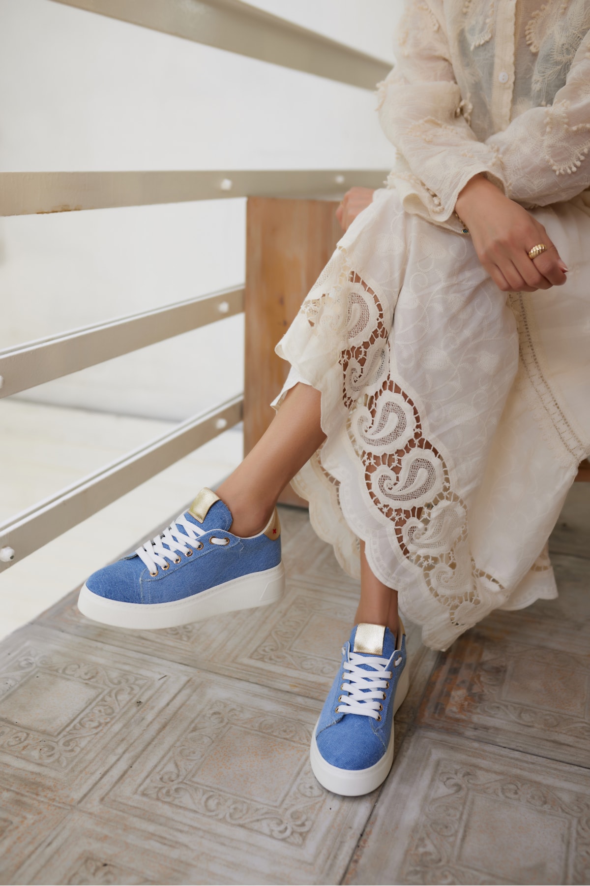 BİLİNG KADIN KOT MAVİ BAGCIKLI SNEAKER