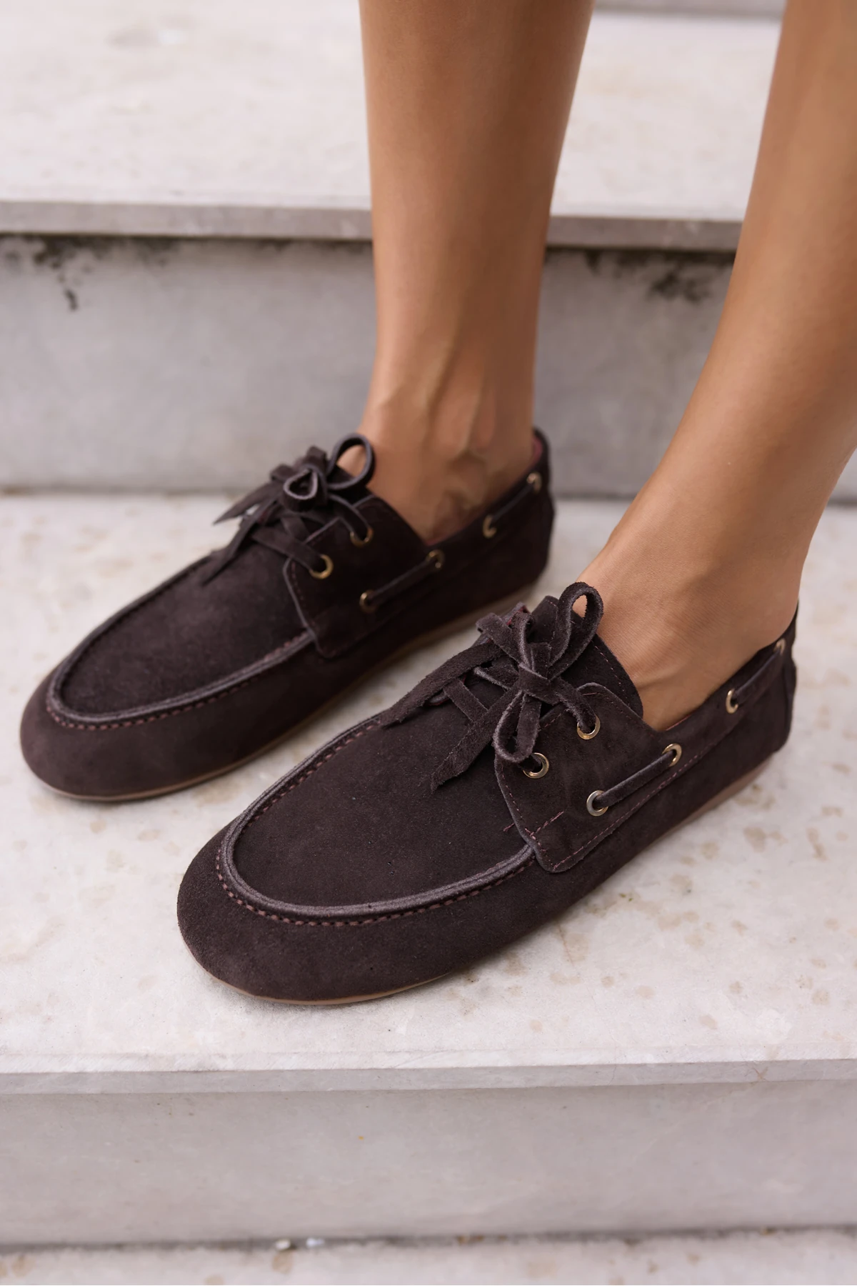 CLARO KADIN KAHVE GERCEK SUET LOAFER AYAKKABİ