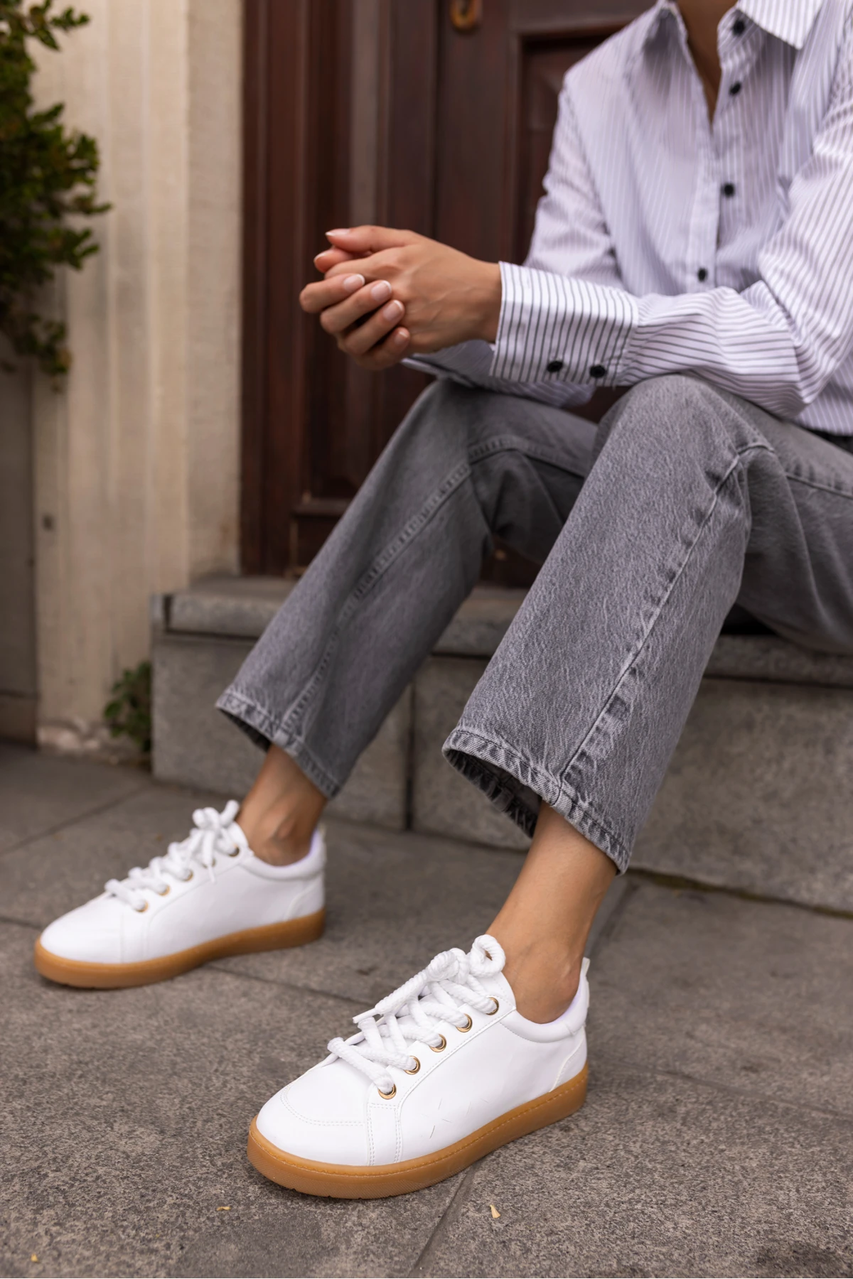 Fuedi Kadin Beyaz Örgu Ip Tarzi Sneaker