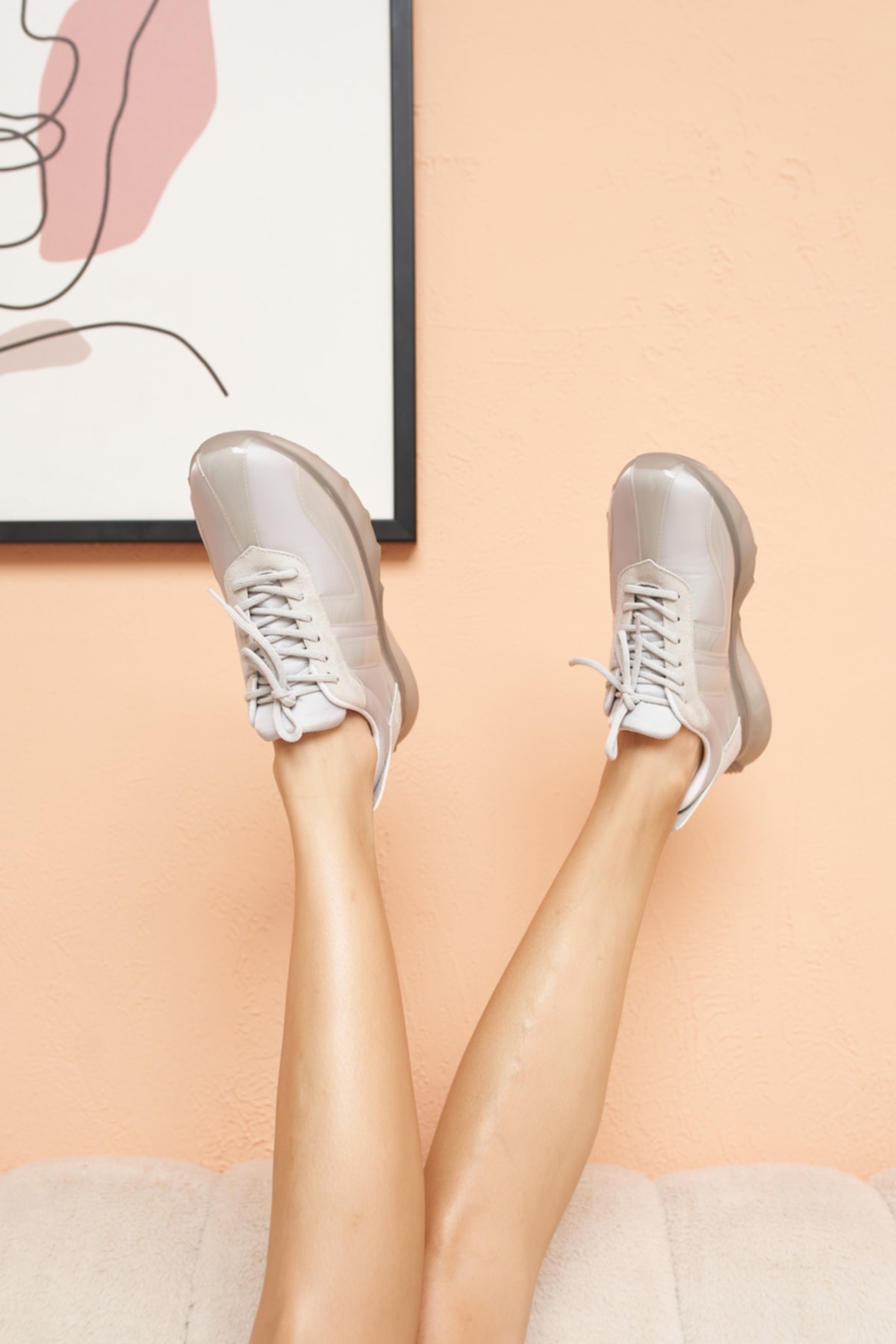 Fabiana Kadın Gri Parasut Gri Seffaf Detay Airtaban Sneakers