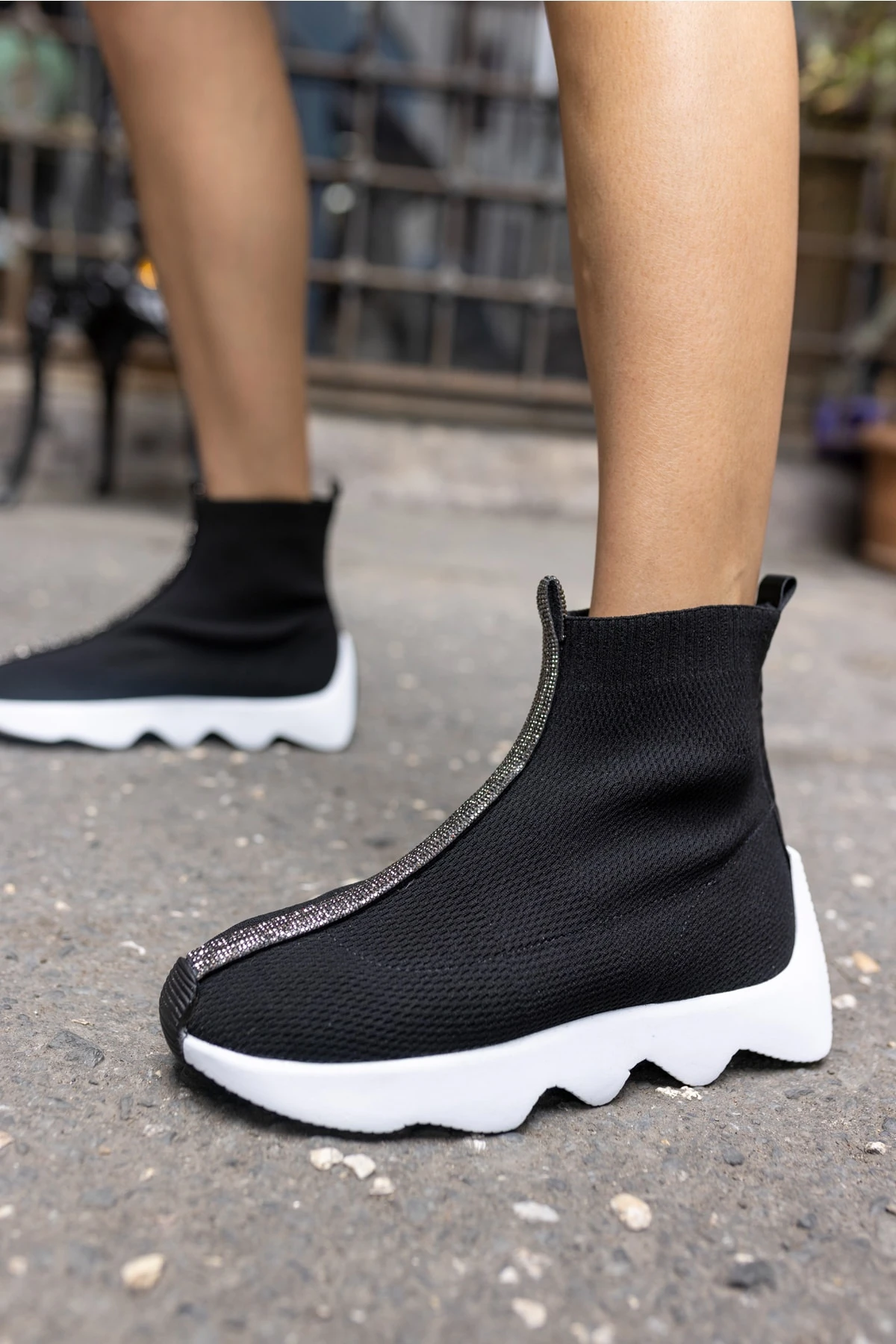 Tuay Kadın Bej Taşli Trıko Sneaker