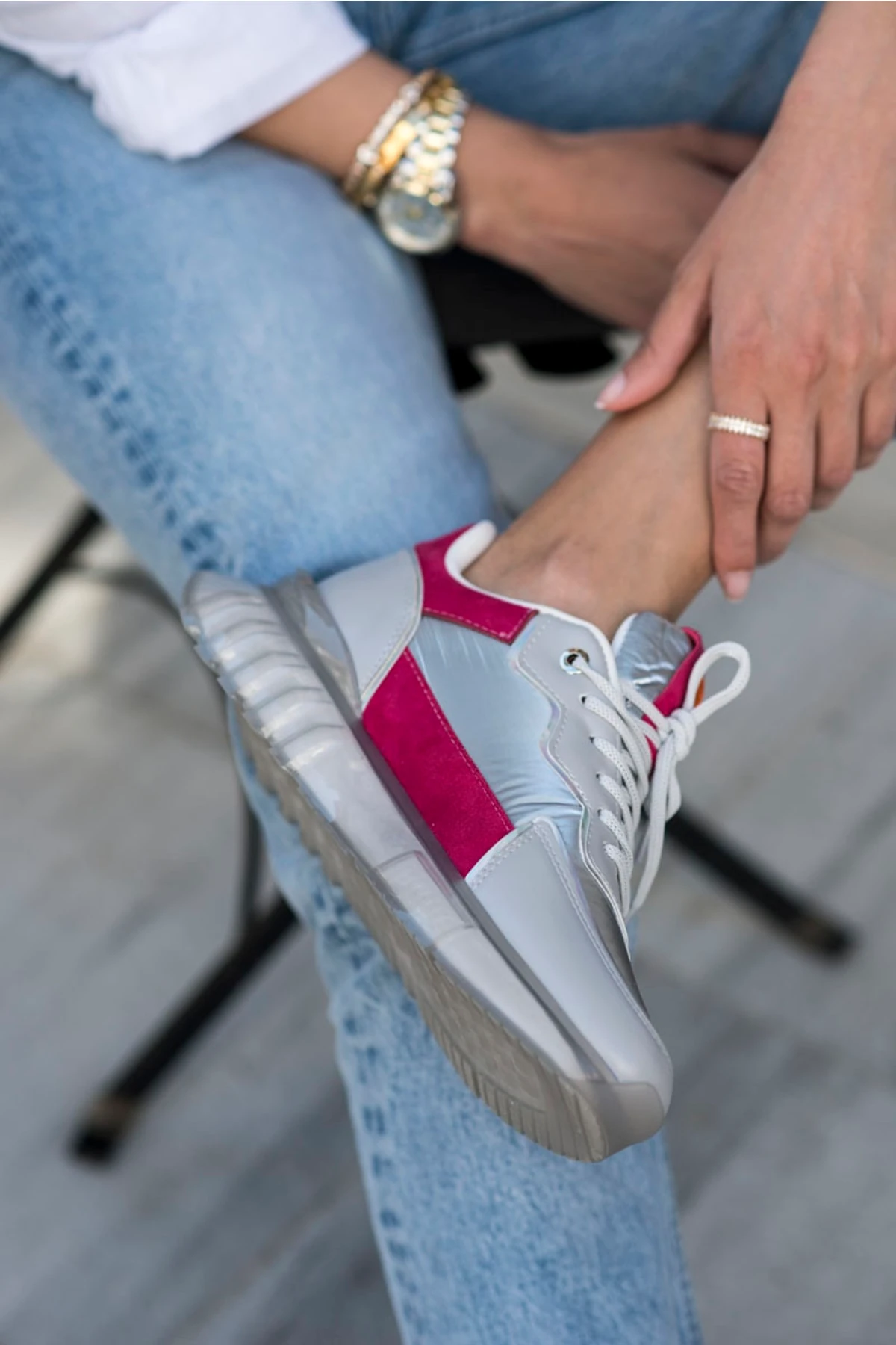 Teresa Kadin Siyah Gri Air Taban Snekaer