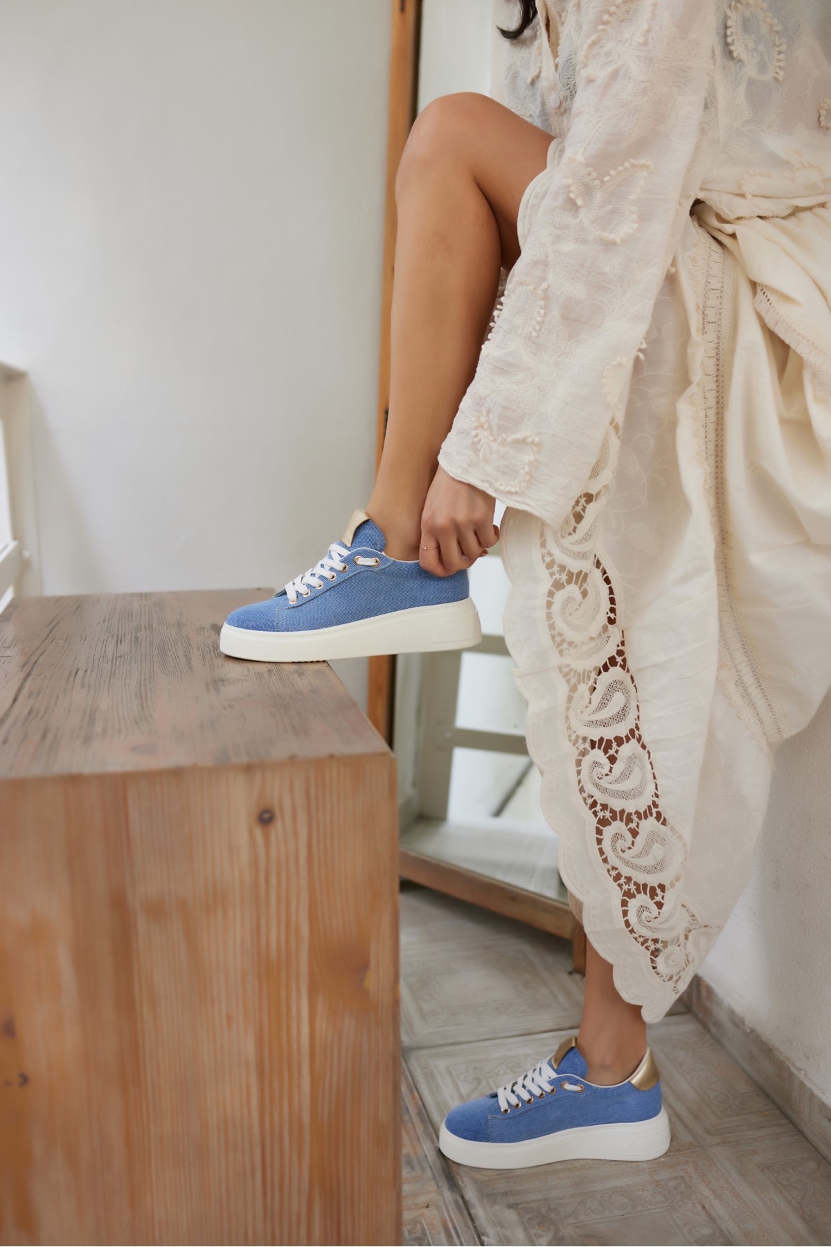 BİLİNG KADIN KOT MAVİ BAGCIKLI SNEAKER