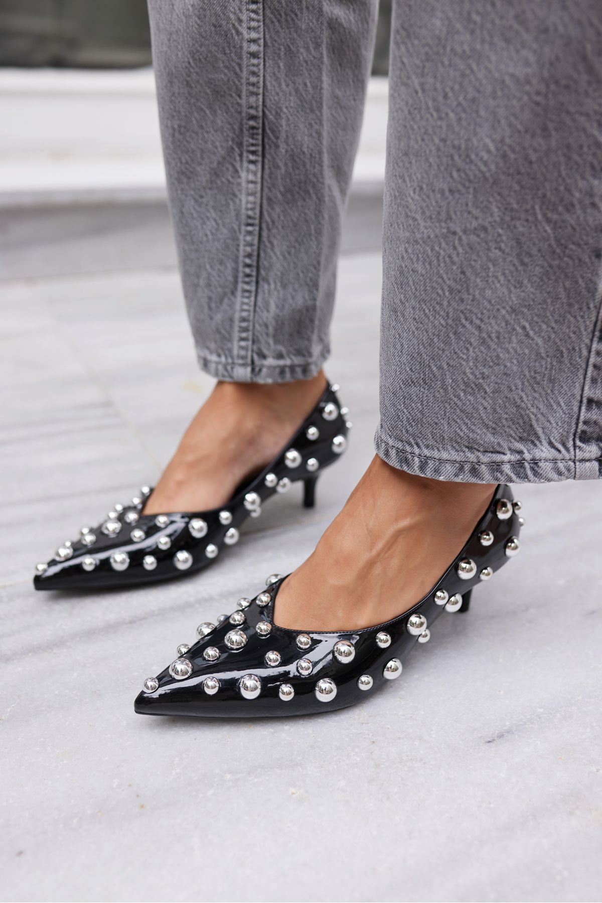 CAMBİ KADIN SİYAH TROK DETAY STILETTO