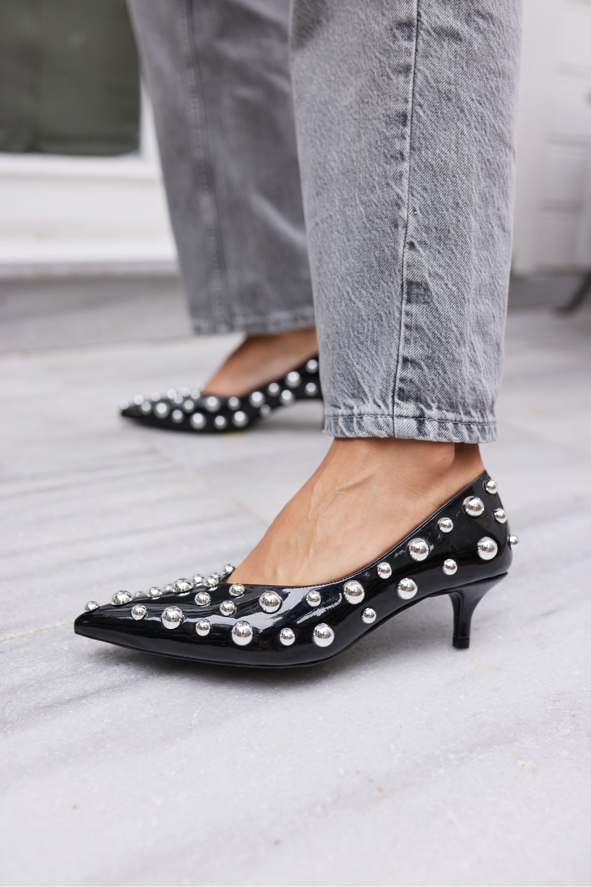 CAMBİ KADIN SİYAH TROK DETAY STILETTO