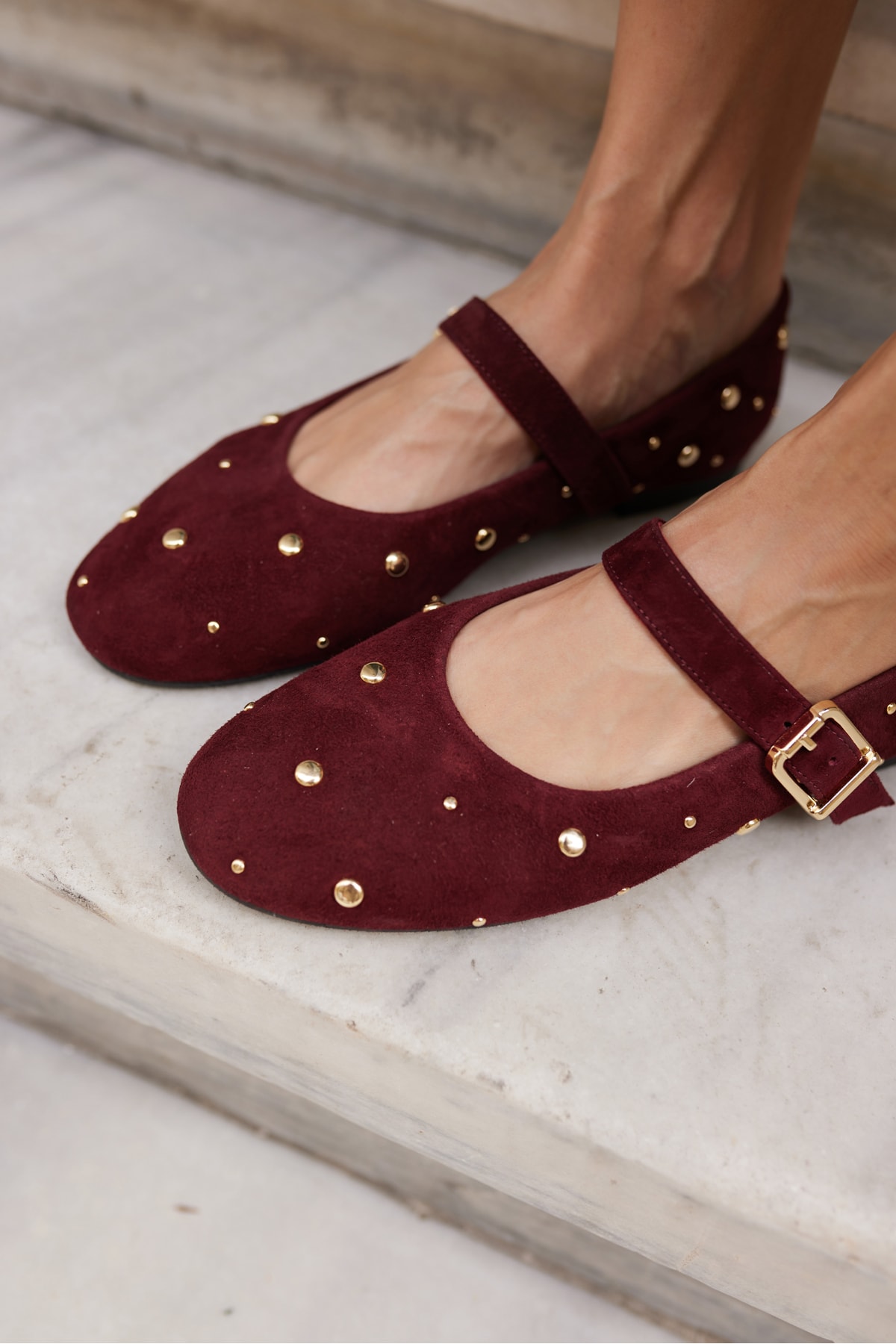 KLEBER KADIN BORDO GERCEK SUET BABET
