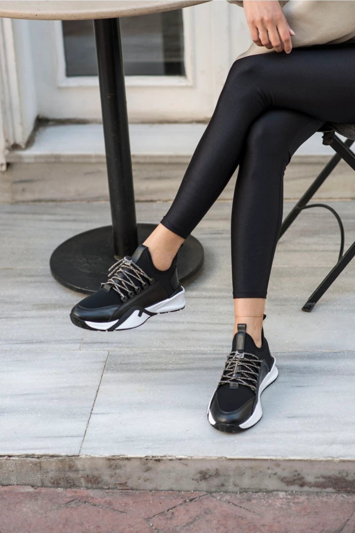 Salva Kadın Siyah Scuba Kumaş Taş Detay Sneaker