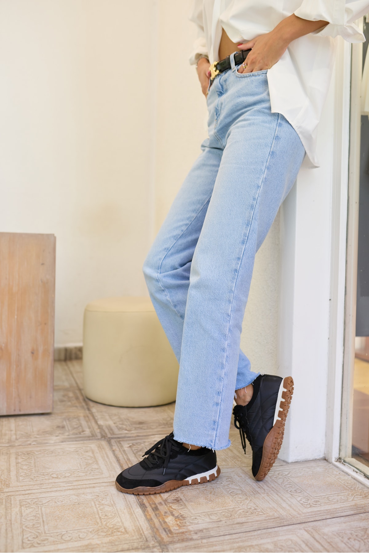 PASSA KADIN SİYAH PARASUT KUMAS DETAY SNEAKER