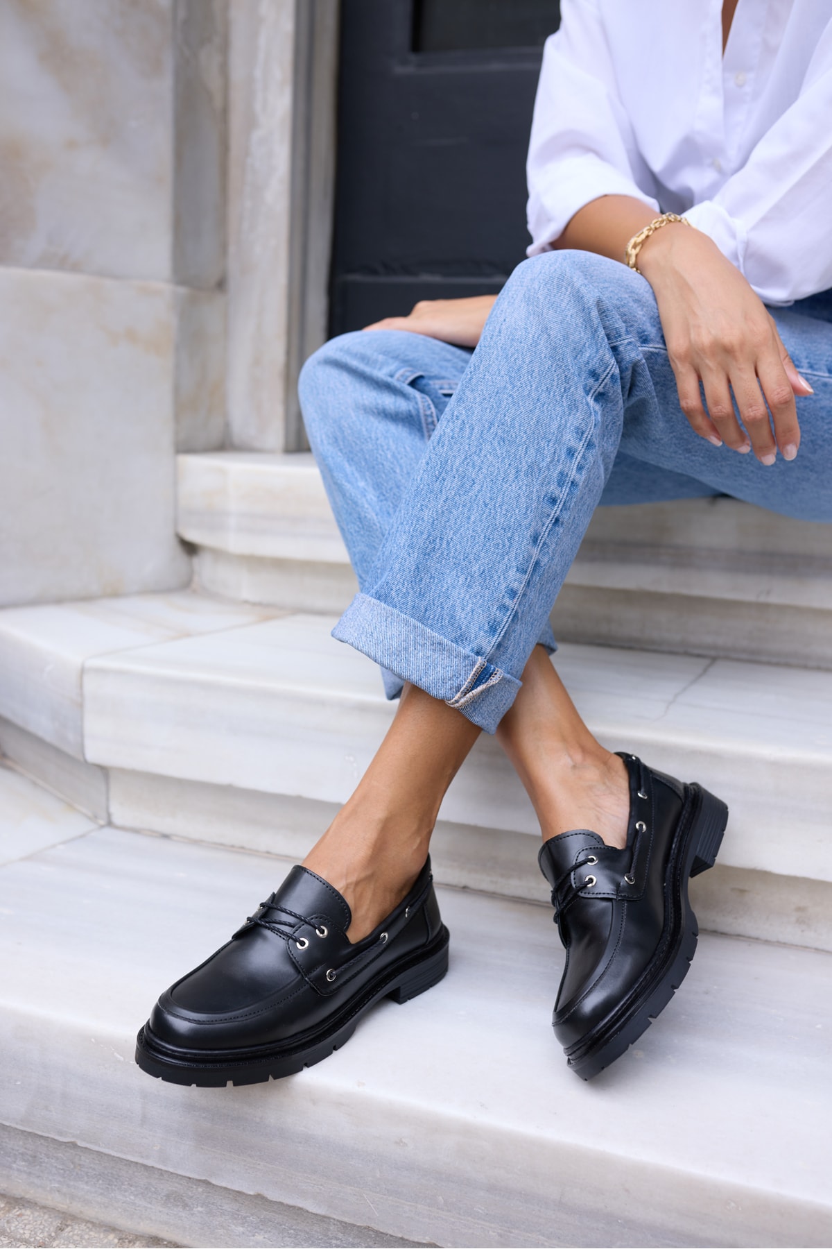 ROBİN KADİN SİYAH CİLT BAGCIKLI LOAFER AYAKKABİ