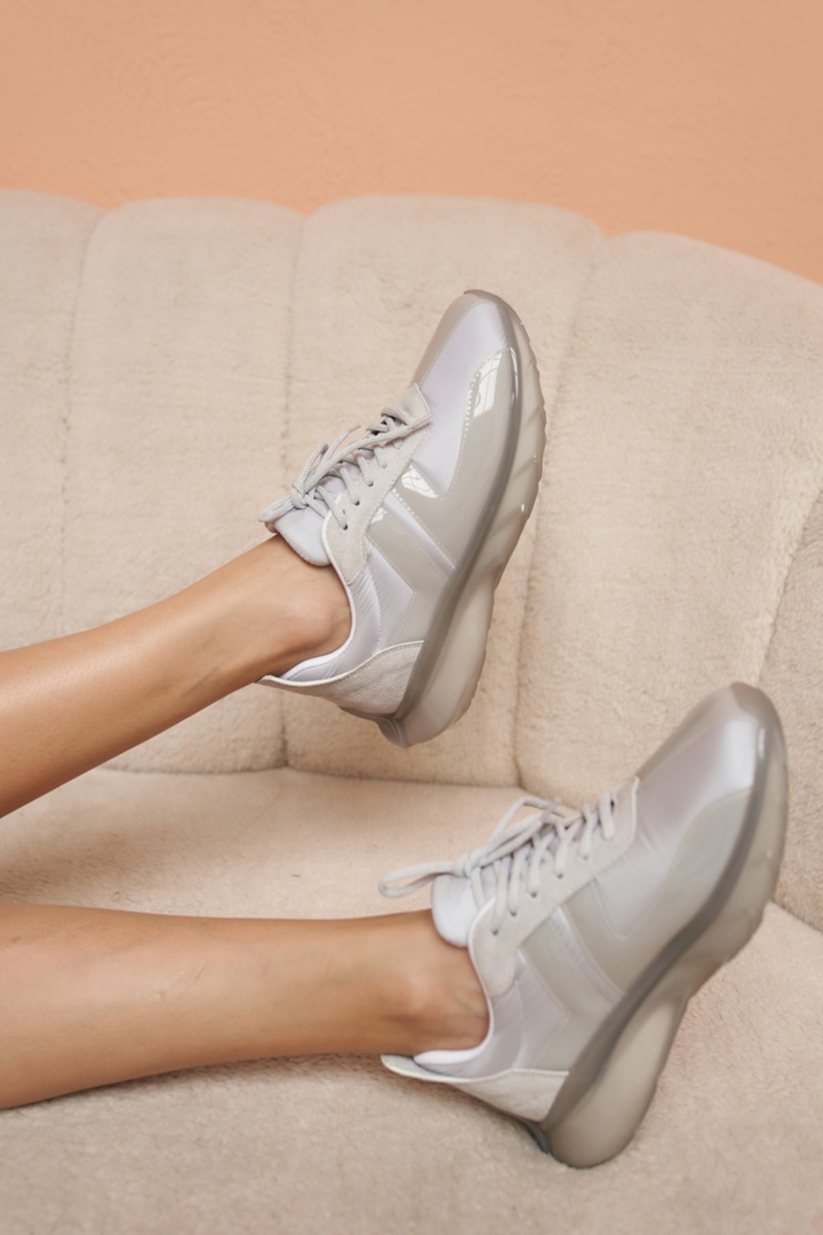 Fabiana Kadın Gri Parasut Gri Seffaf Detay Airtaban Sneakers