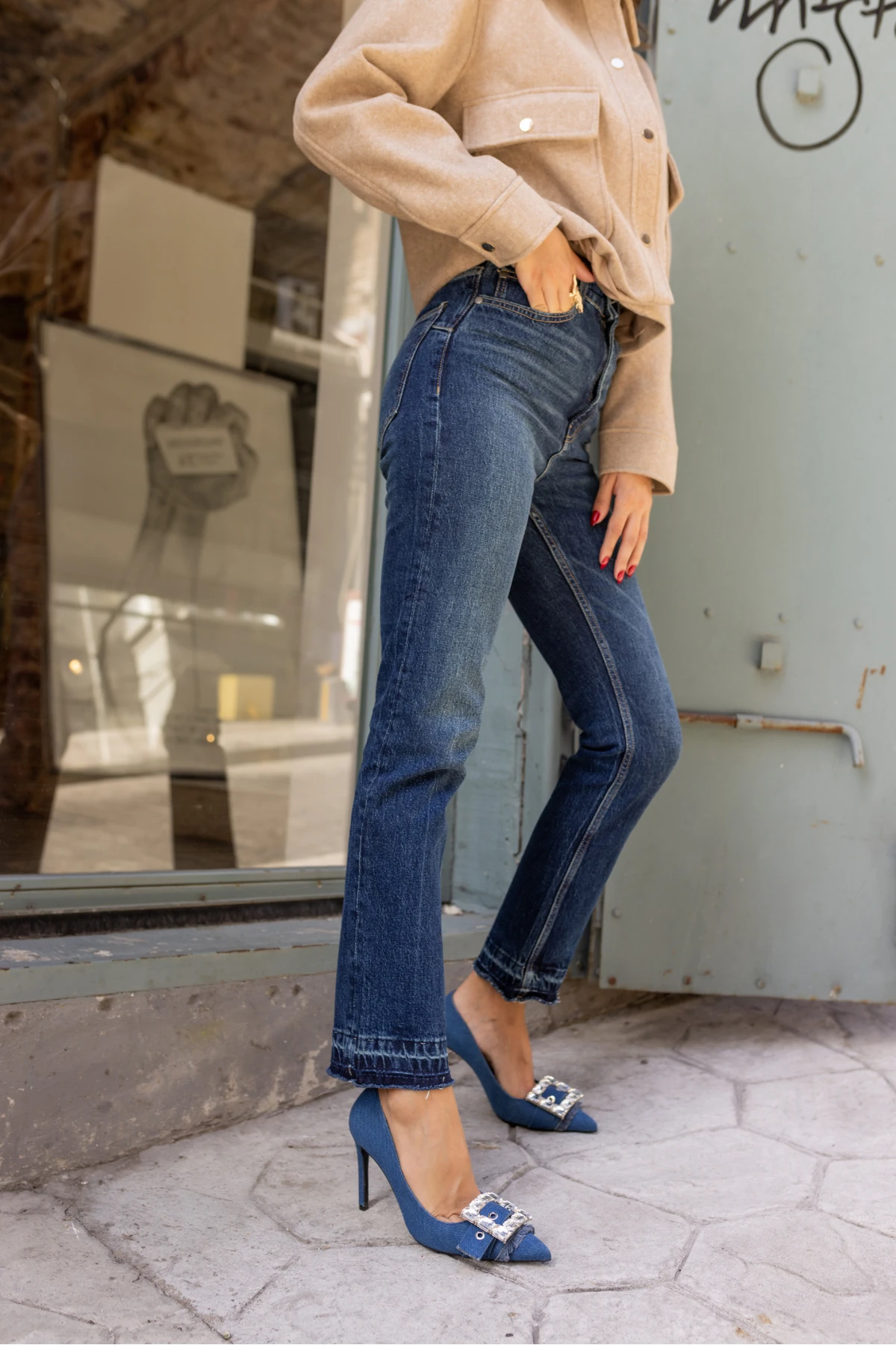 DUARTE KADIN KOT KUMAŞ TAŞLİ TOPUKLU STILETTO