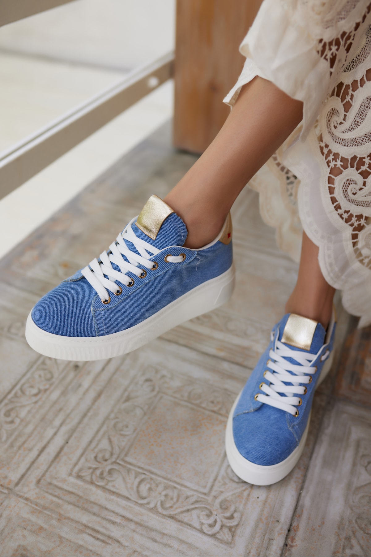 BİLİNG KADIN KOT MAVİ BAGCIKLI SNEAKER