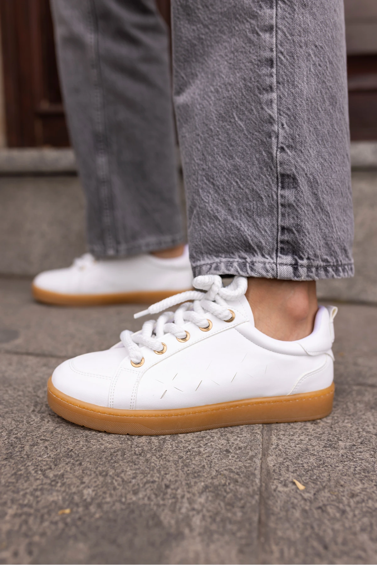 Fuedi Kadin Beyaz Örgu Ip Tarzi Sneaker