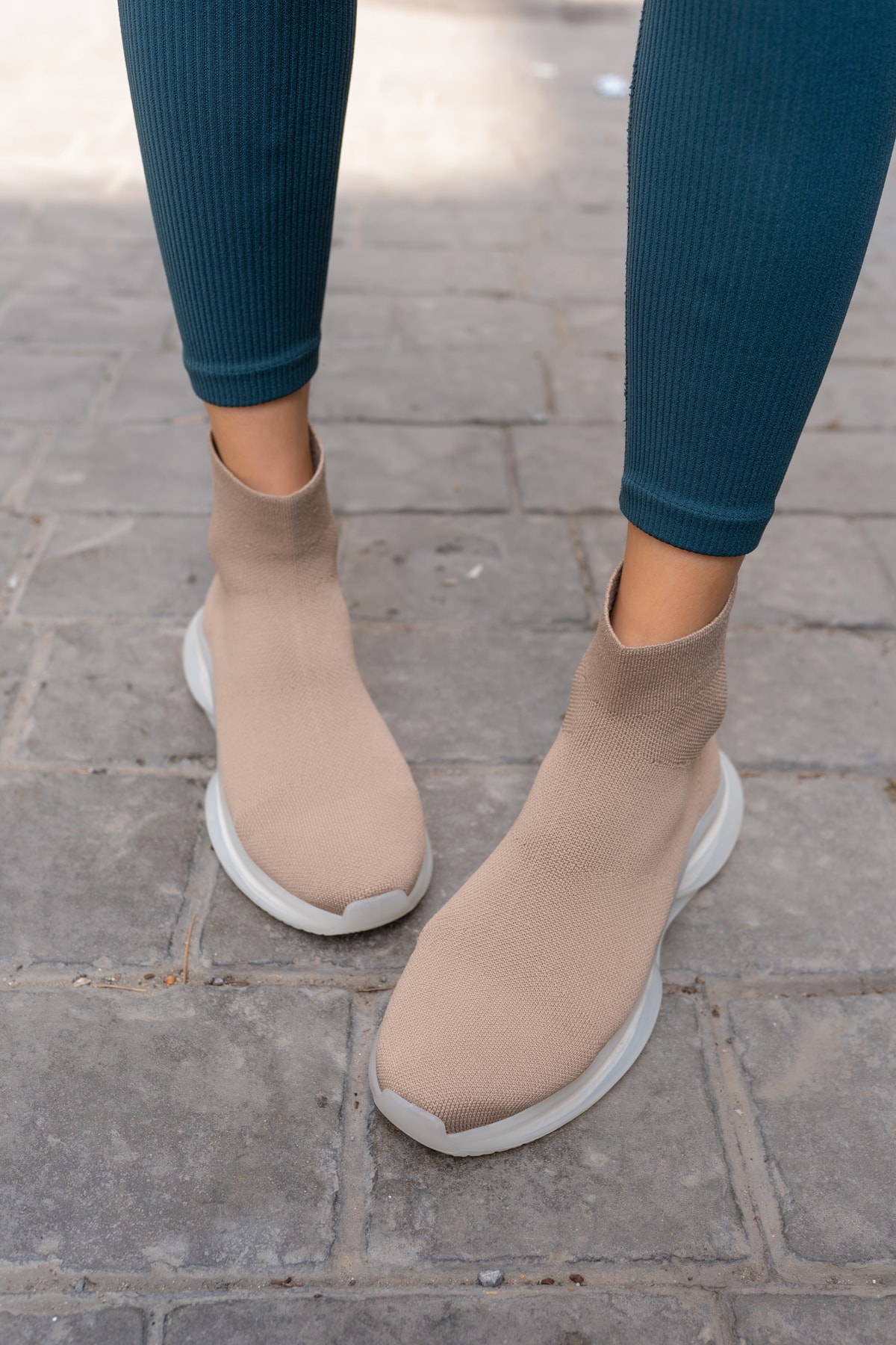 Alezy Kadın Bej Trıko Sneaker