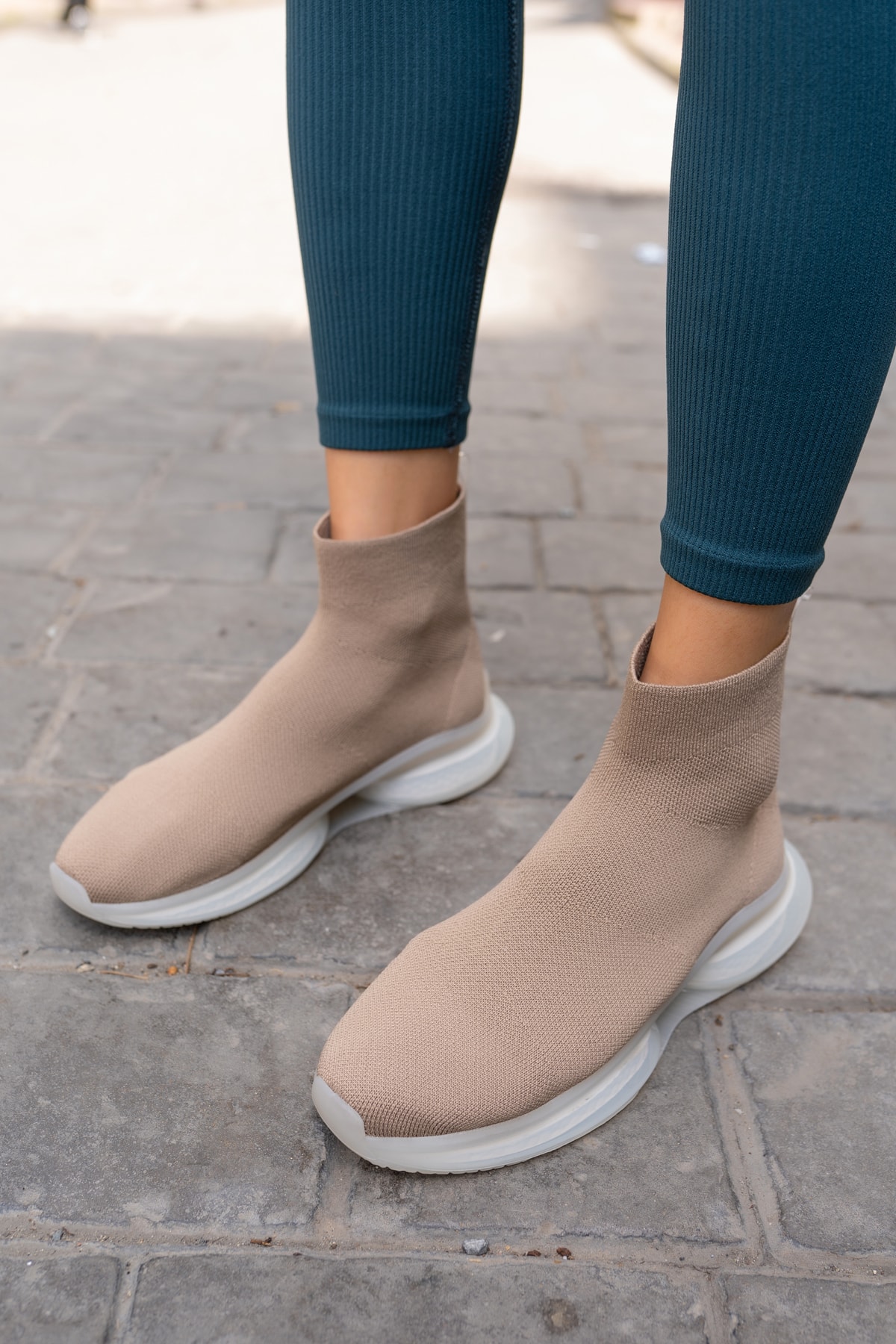Alezy Kadın Bej Trıko Sneaker