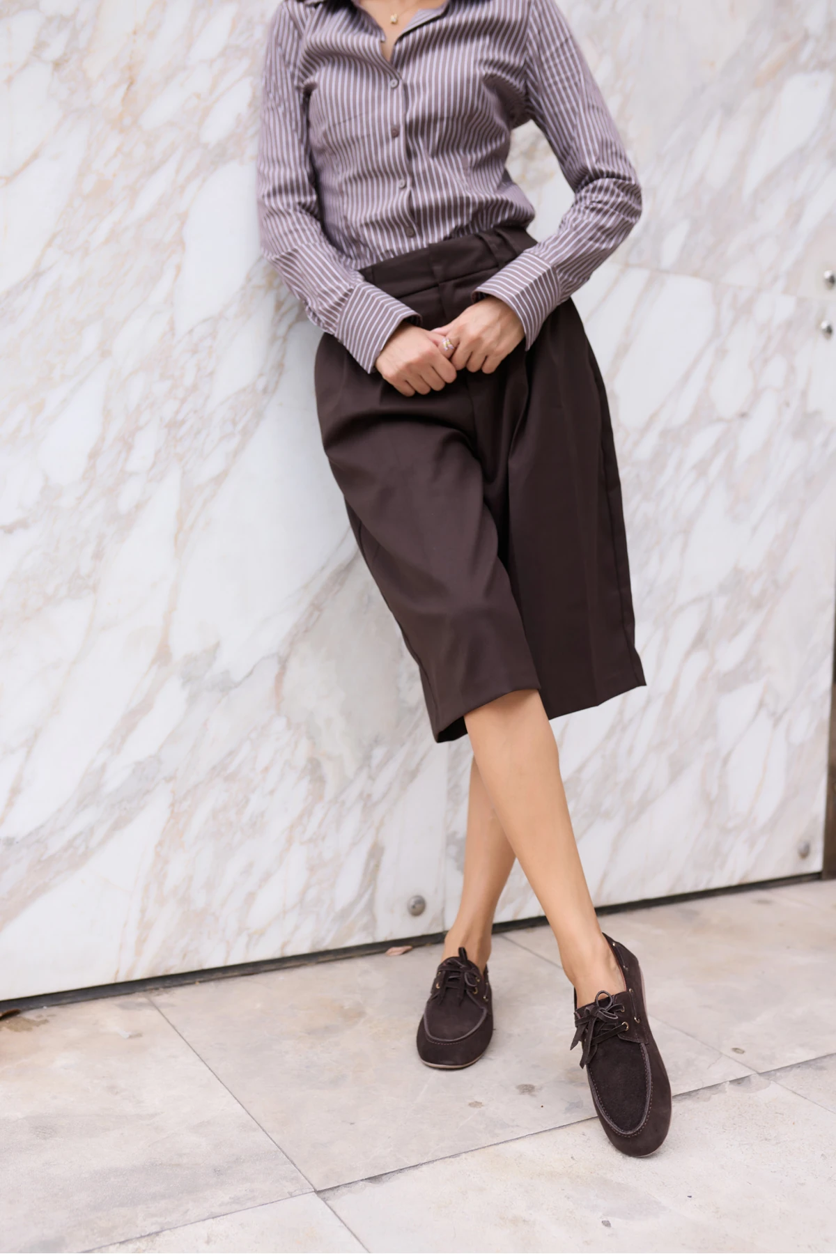 CLARO KADIN KAHVE GERCEK SUET LOAFER AYAKKABİ