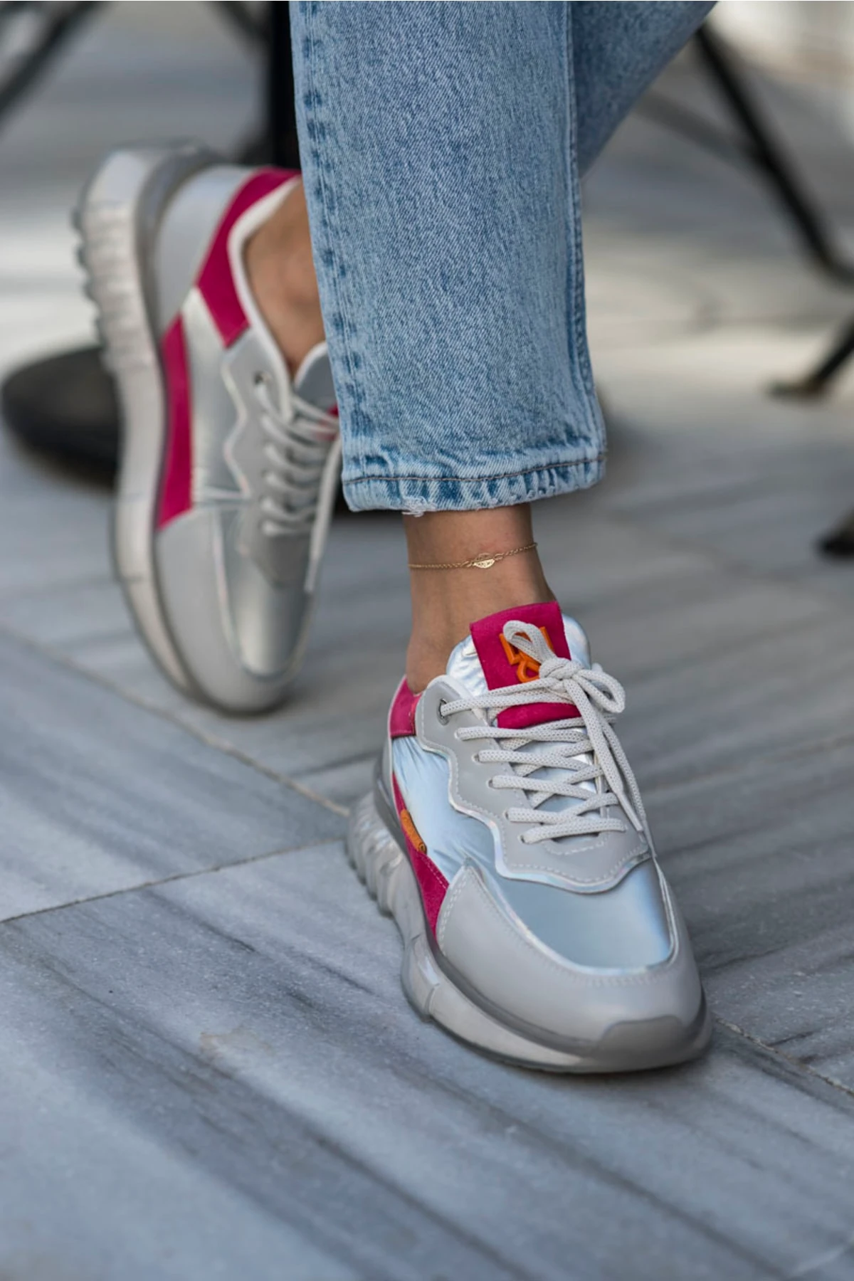 Teresa Kadin Siyah Gri Air Taban Snekaer