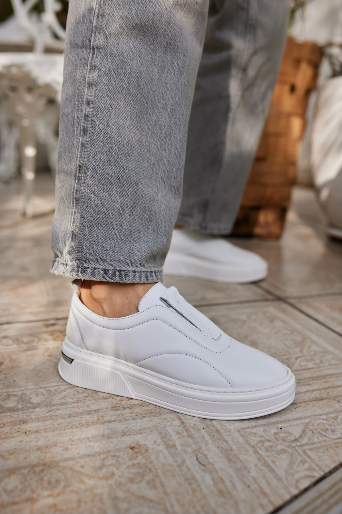 SARR KADIN BEJ GERCEK DERİ LASTIK DETAY CASUAL AYAKKABİ