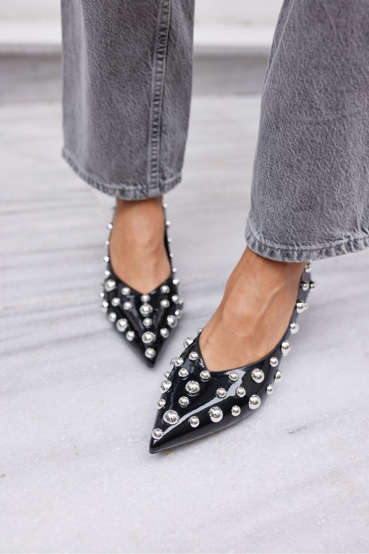 CAMBİ KADIN SİYAH TROK DETAY STILETTO
