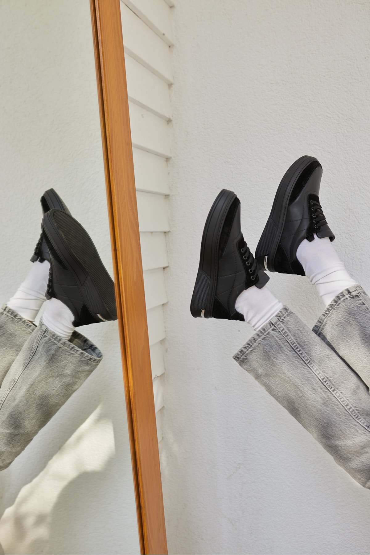OKİTA KADIN BEYAZ BAGCIKLI GERCEK DERİ SNEAKER