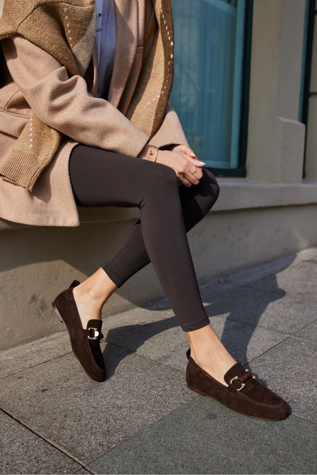 PİCCOLİ KADIN KAHVE GERCEK SUET TOKALI LOAFER AYAKKABİ