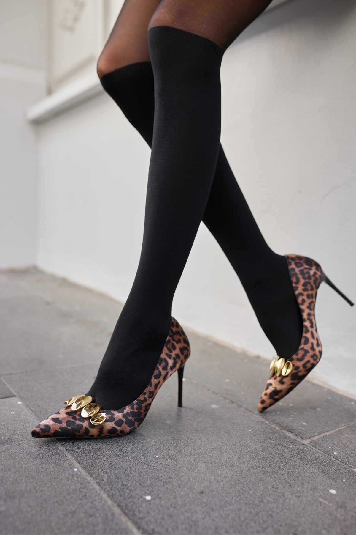 NOOM KADIN LEOPAR TOKALİ METAL TOPUKLU STILETTO