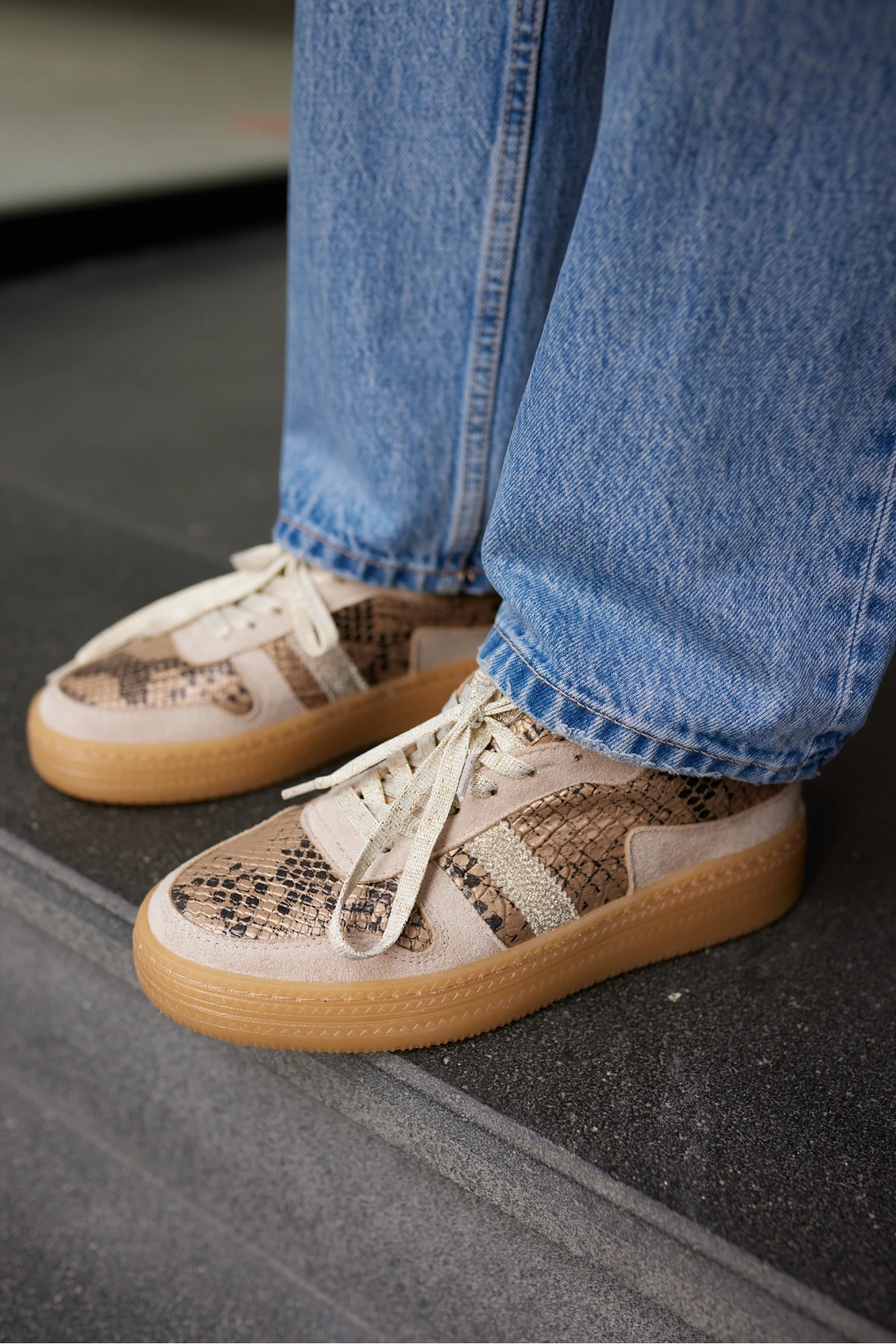 POLLO KADIN BEJ YILAN BAGCIKLI SNEAKER